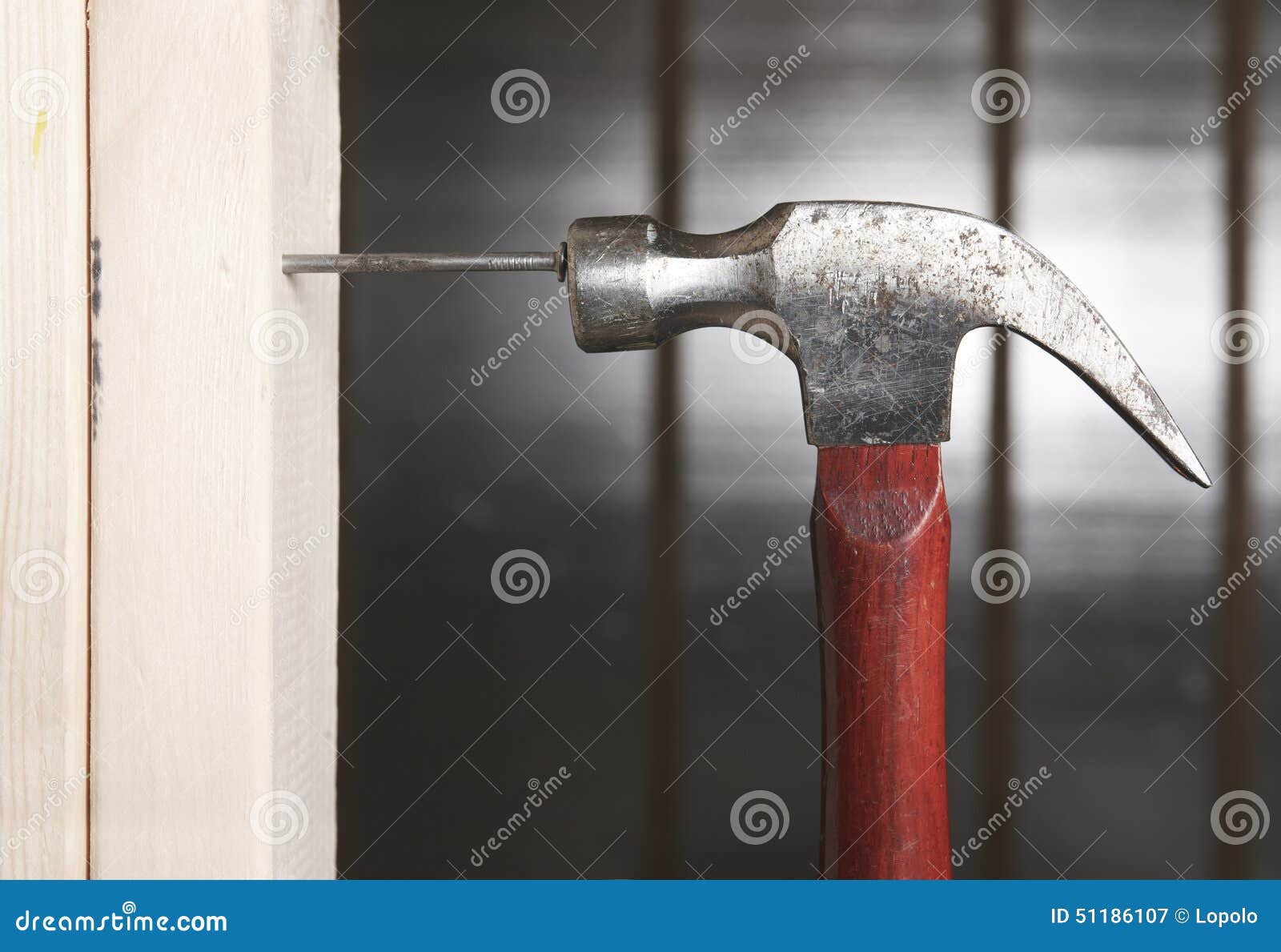 Close Up of Man Hitting Nail by Hammer Stock Image Image of holding