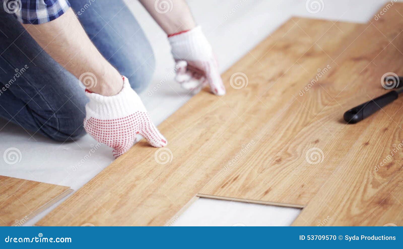 Close Up Of Man Installing Wood Flooring Stock Footage Video Of