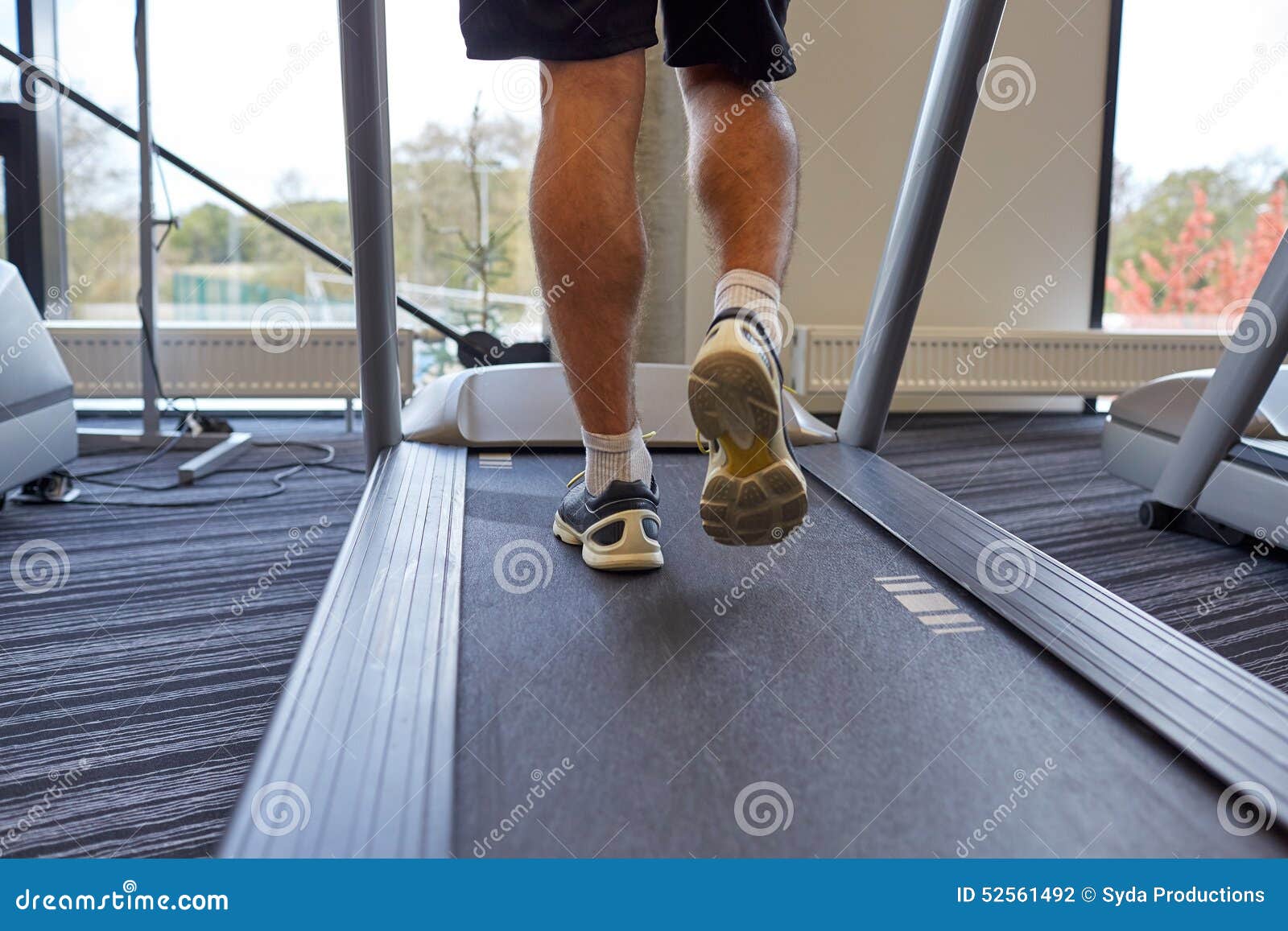 Close Up of Man Legs Walking on Treadmill in Gym Stock Photo - Image of  athletic, runner: 52561492