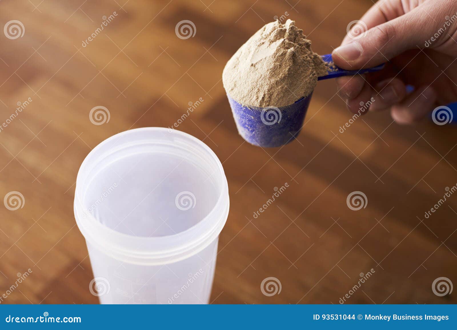 Close Up of Man Mixing Protein Shake in Cup Stock Photo - Image of powder,  person: 93531044