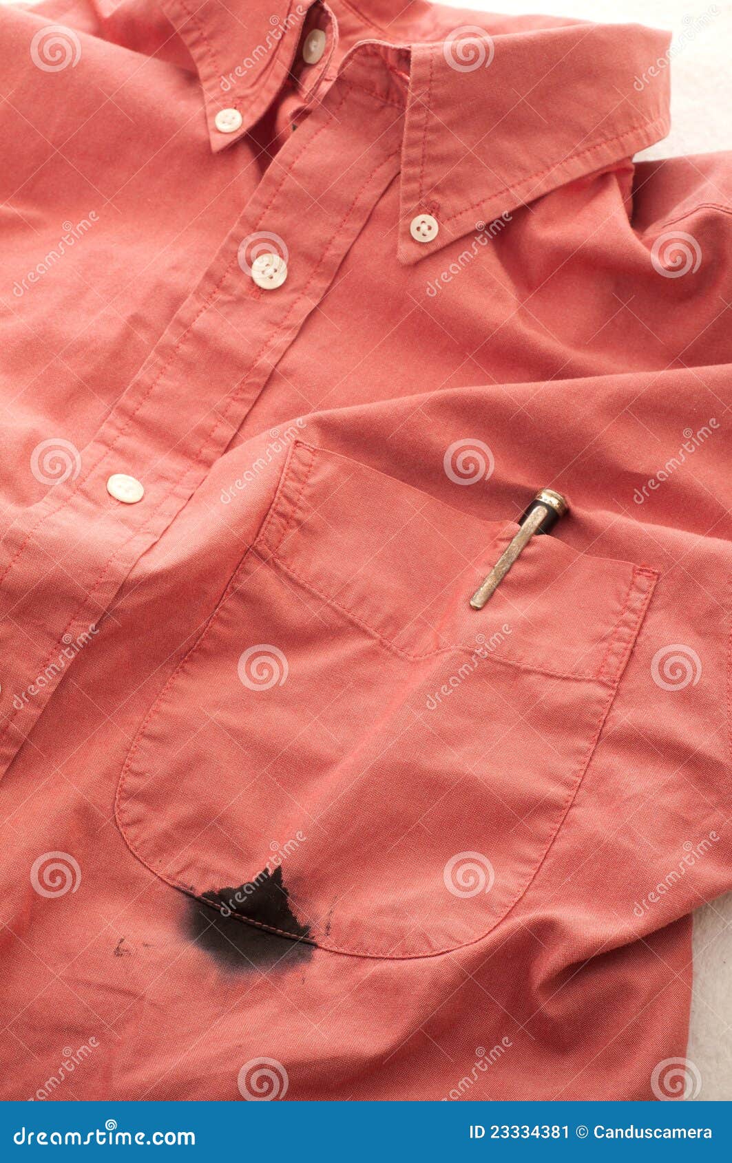 Close Up of Man S Stained Shirt with Broken Pen Stock Image Image of