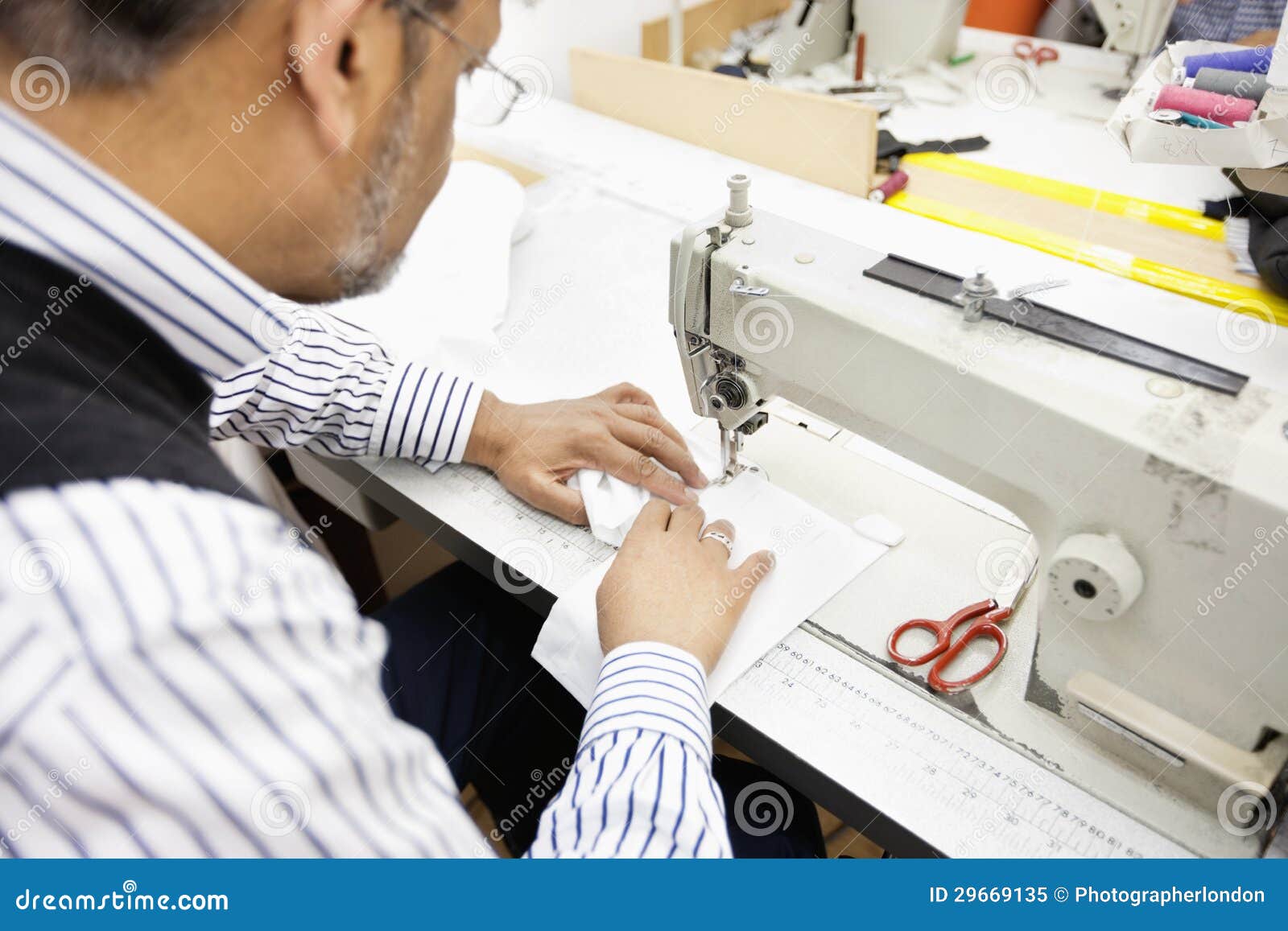 Closeup of Man Sewing with Machine Stock Image Image of working, halflength 29669135