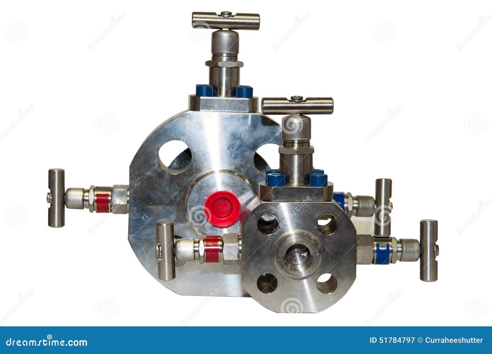 Close Up Manual Valve or Needle Valve of High Pressure Process on White