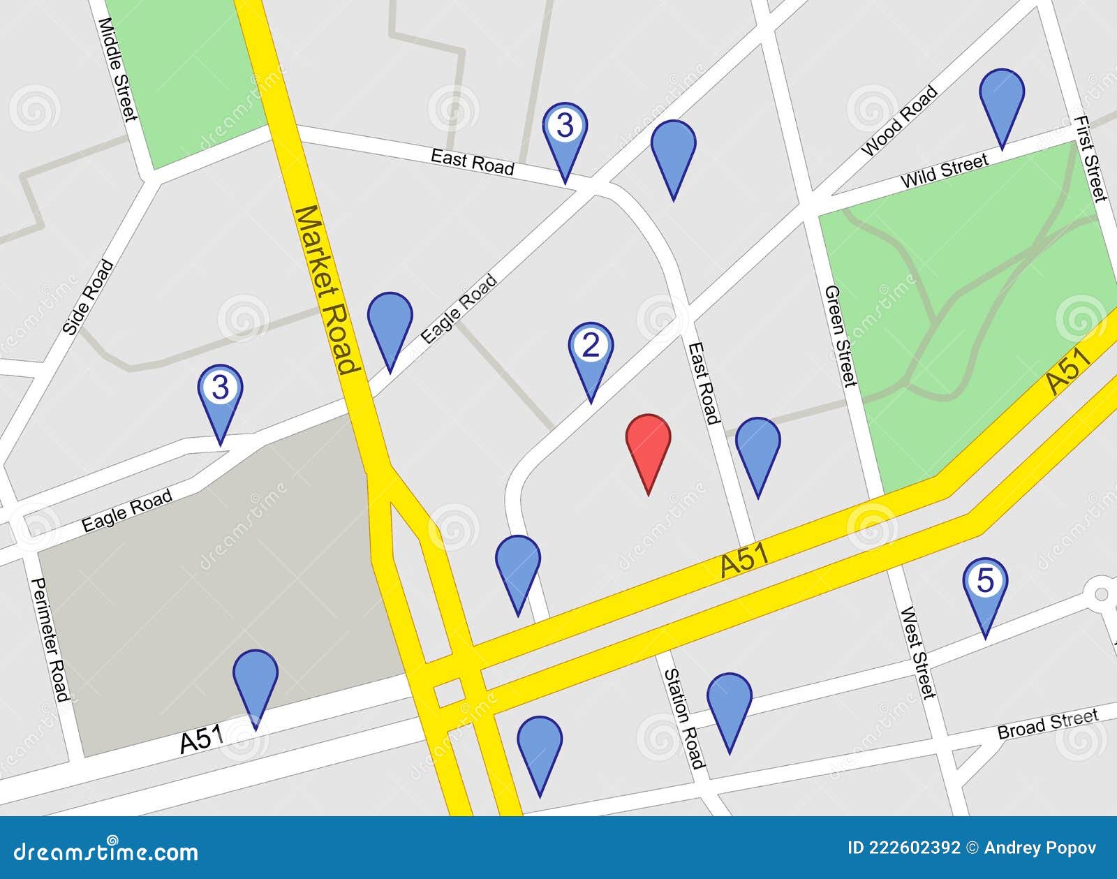 Close-up of Map on Screen stock illustration. Illustration of