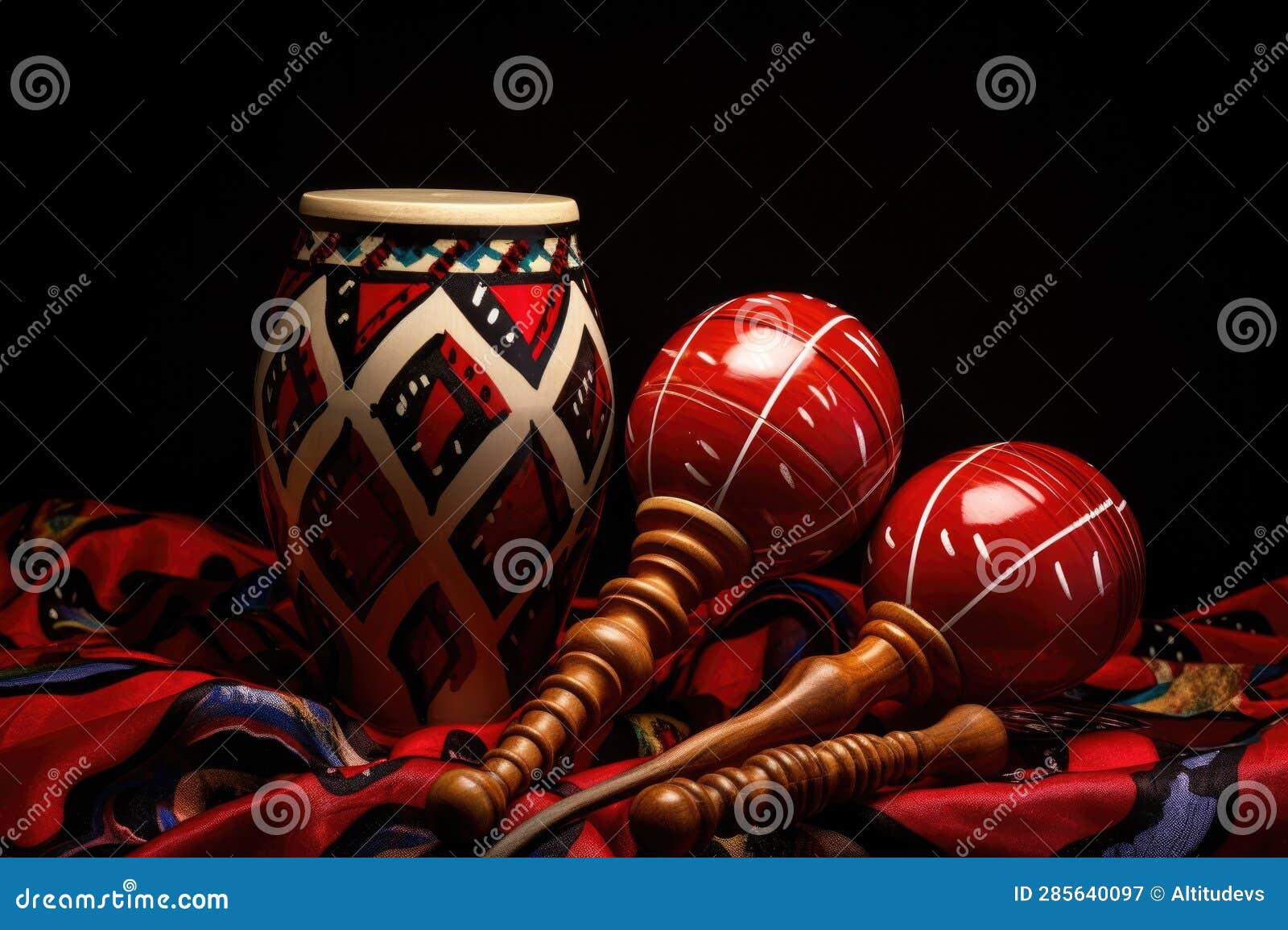 Closeup of a Maraca and Bongo Drums Stock Illustration Illustration