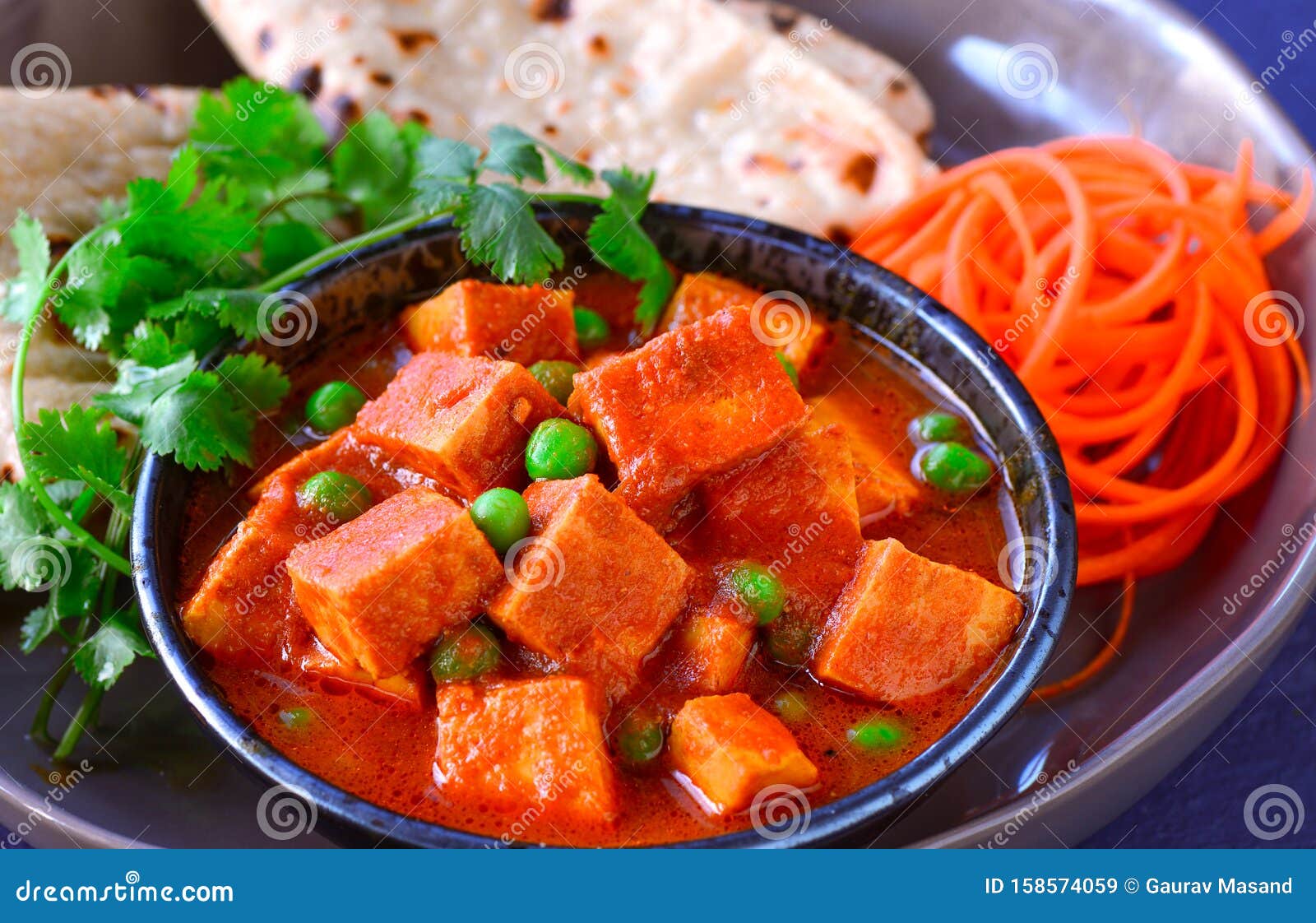 Close Up Matar Paneer Or Peas Cottage Cheese Curry Stock Image