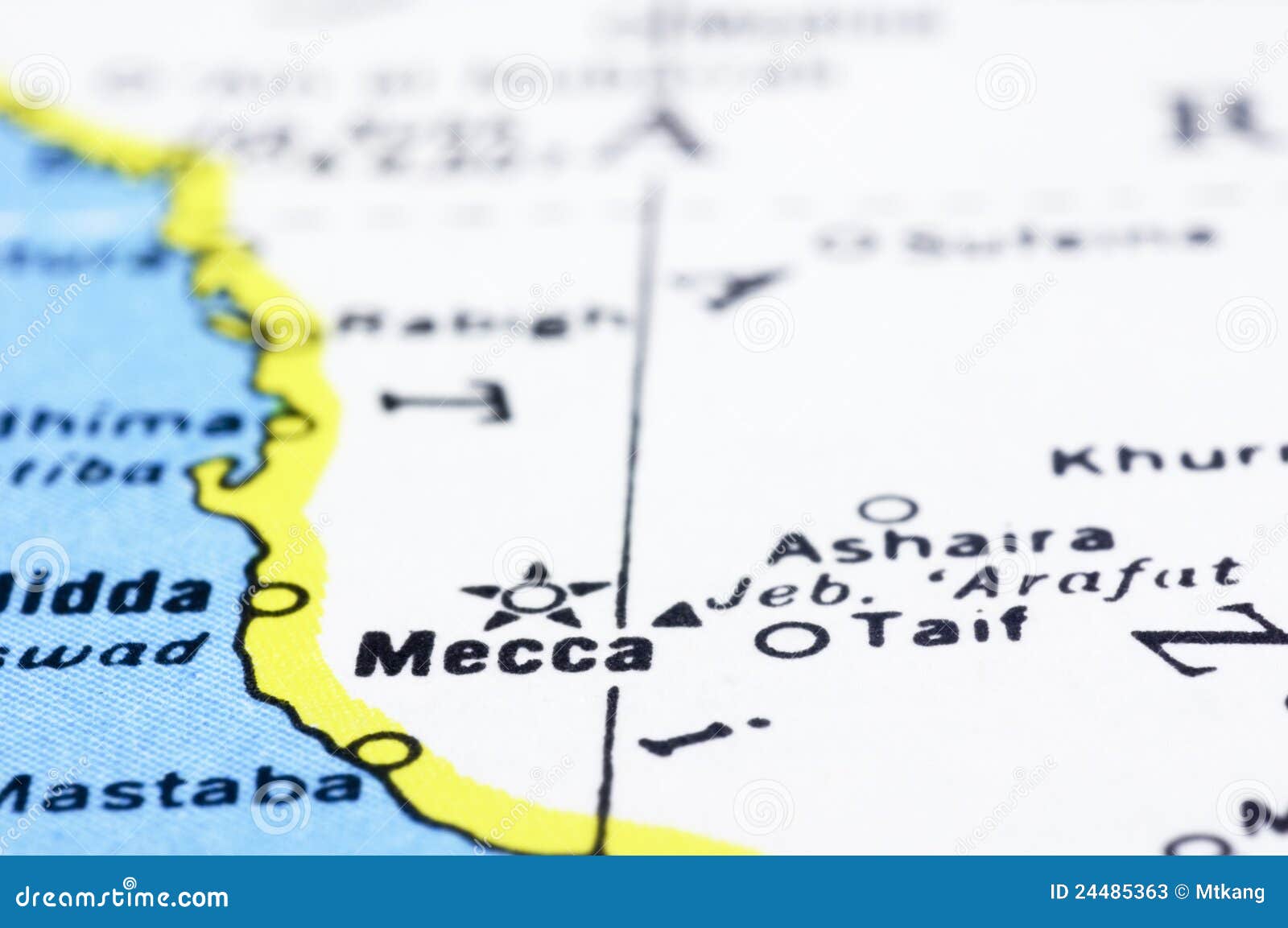 Close Up of Mecca on Map, Saudi Arabia Stock Image Image of