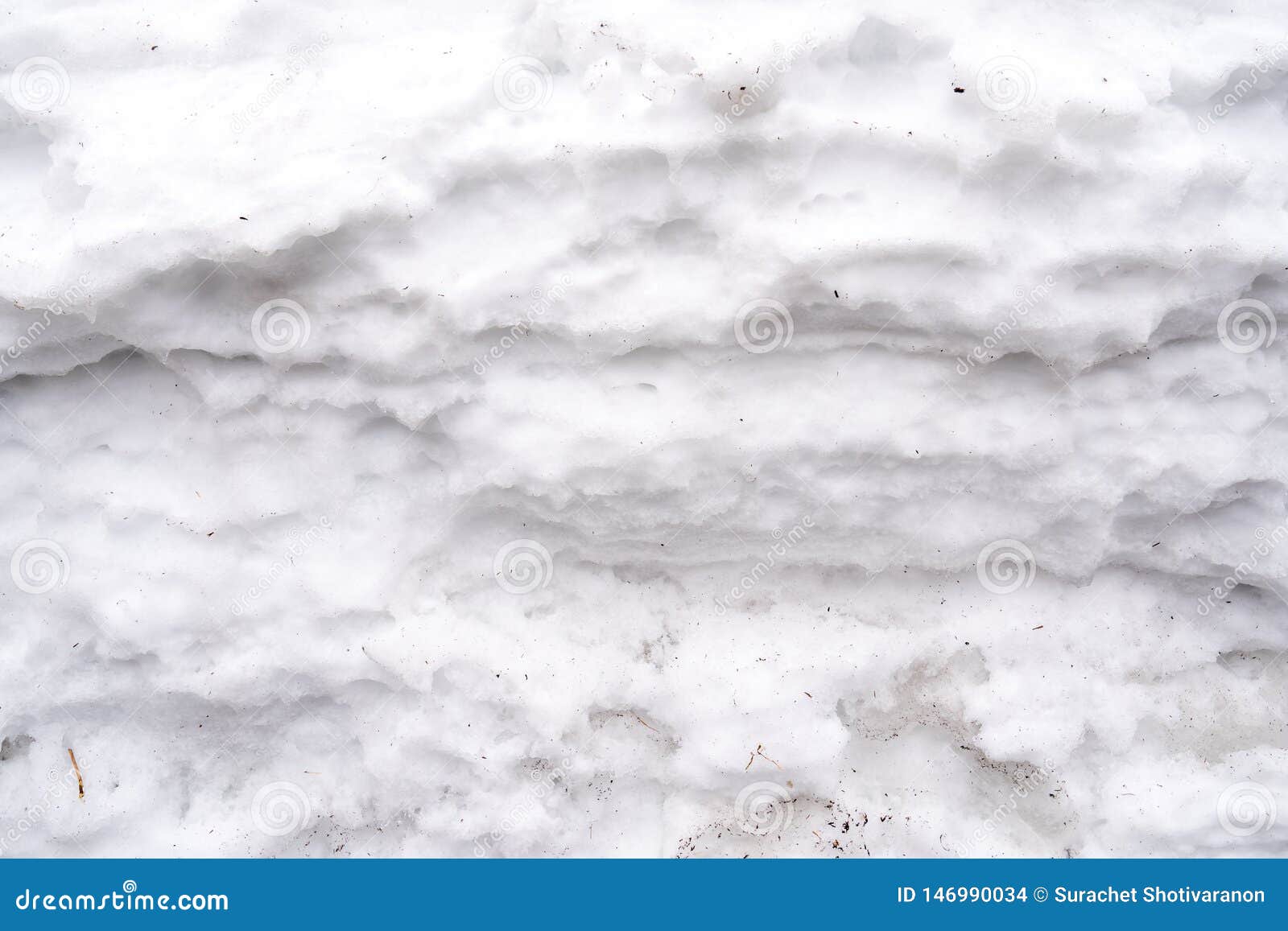 Close Up Melt Snow Layer Beside The Way For Background Stock Photo