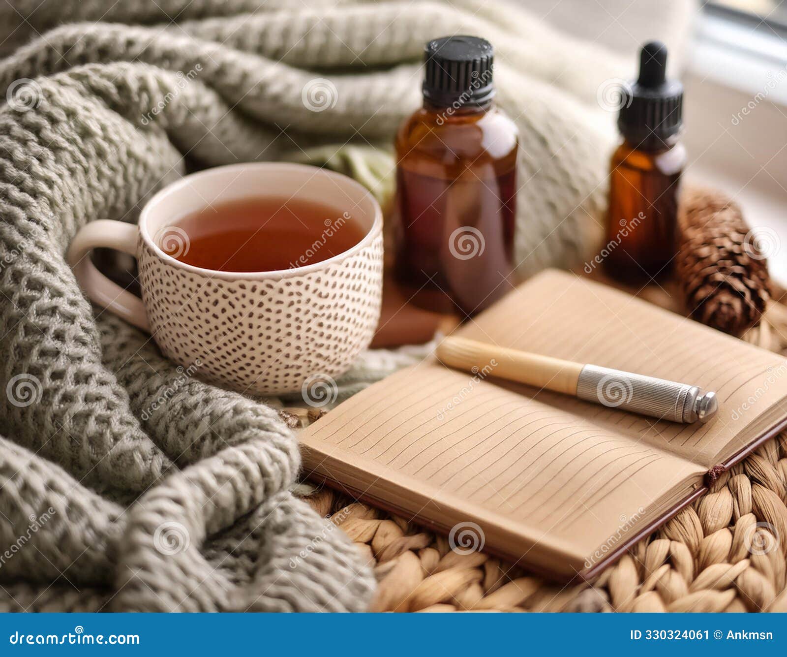 close-up of mental health self-care routine