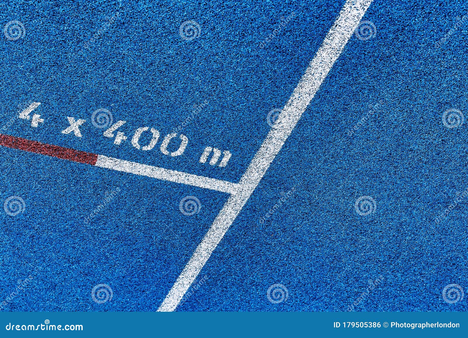Close Up of 400 Meter Sprint Blue Tracking Field Stock Photo Image of