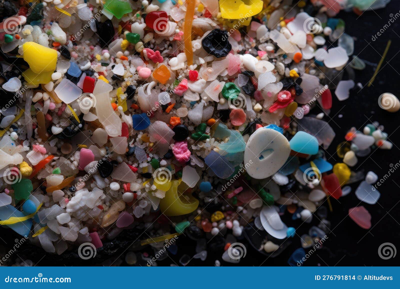 Closeup of Microplastic Debris, with Visible and Worrying Plastic