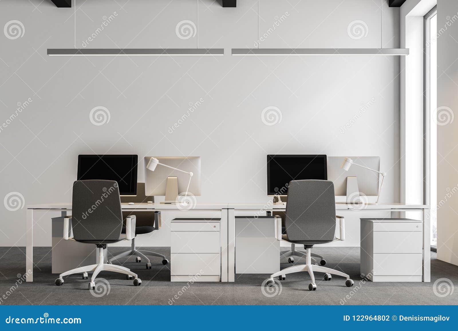 White Industrial Style Company Office Stock Illustration