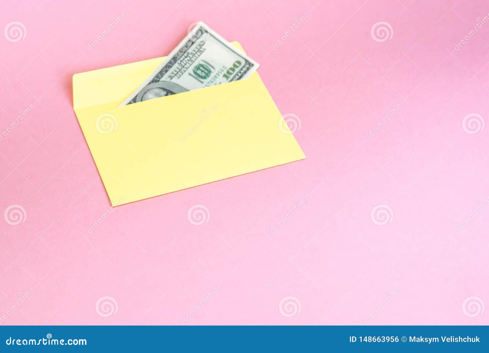 Download Close Up Of Money In Yellow Envelope Are Lying On The Pastel Pink Background. Branding Mock Up ...