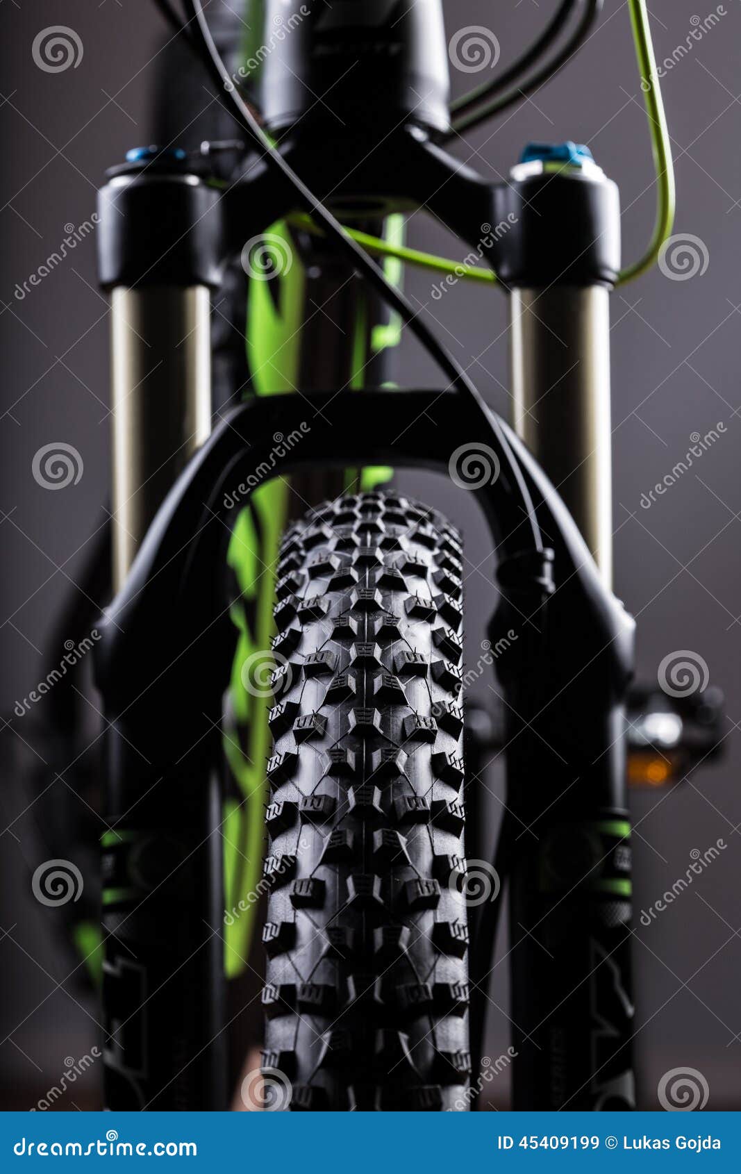 Closeup of a Mountain Bike Spring Fork Stock Image Image of disc
