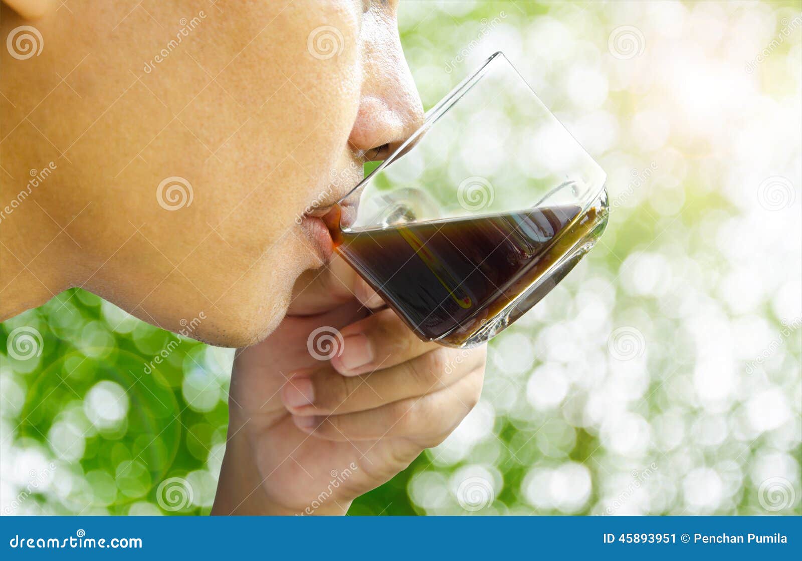 Close Up the Mouth of Man Drinking Coffee. Stock Image Image of