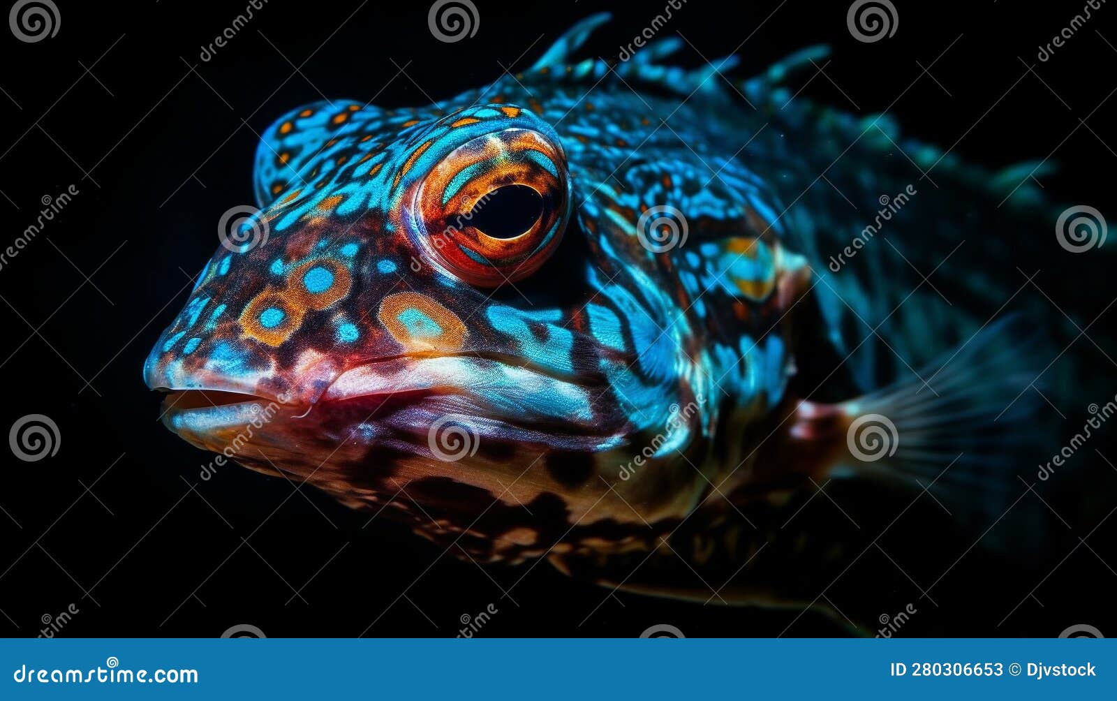 Close Up of a Multi Colored Reptile Eye in Underwater Reef Generated by