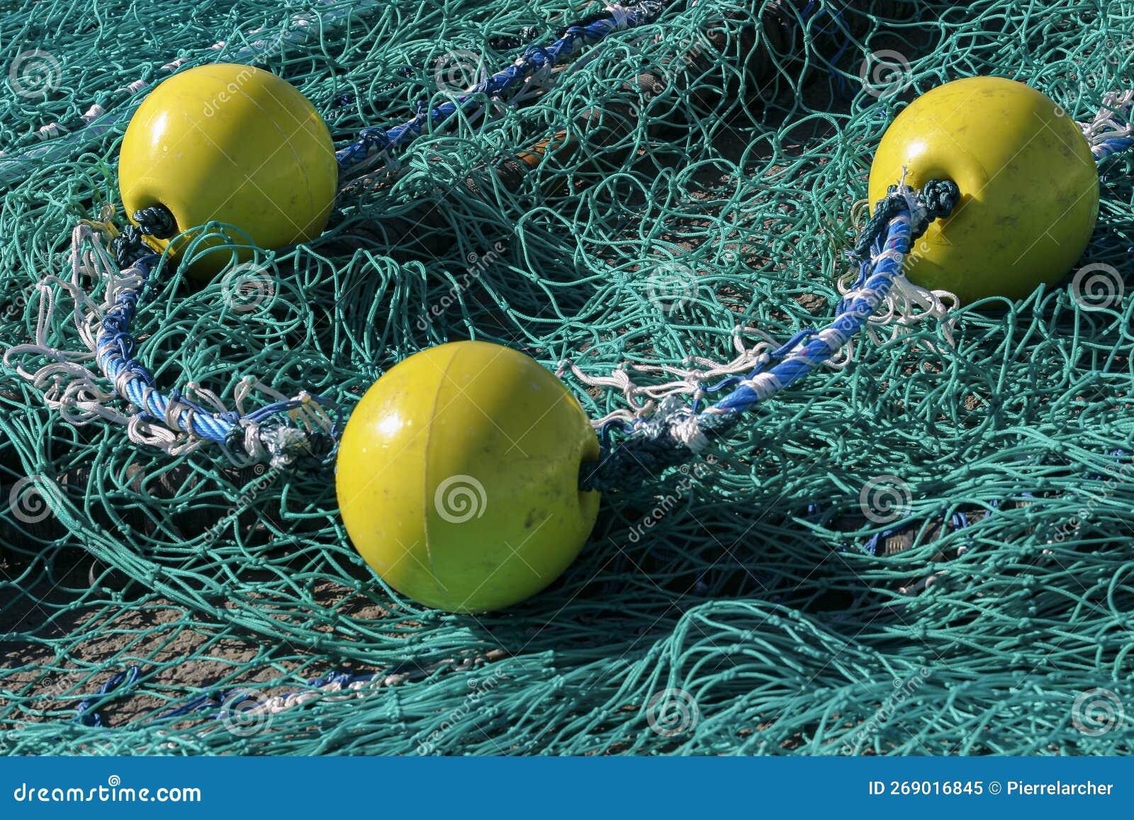 Close Up of Multi Coloured Artisanal Fishing Nets. Stock Image