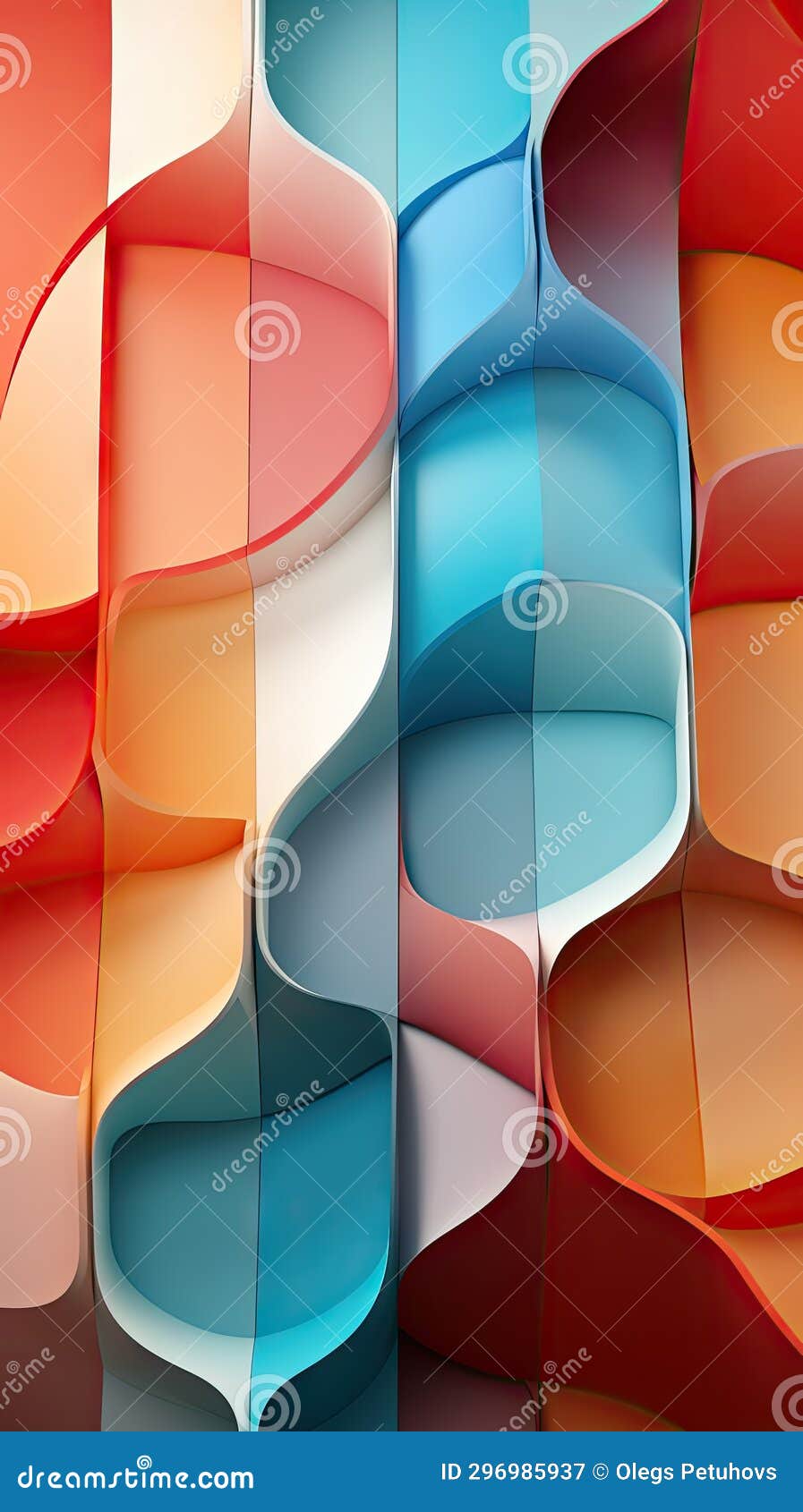 A Close Up of a Multicolored Wallpaper with a Curved Design on the