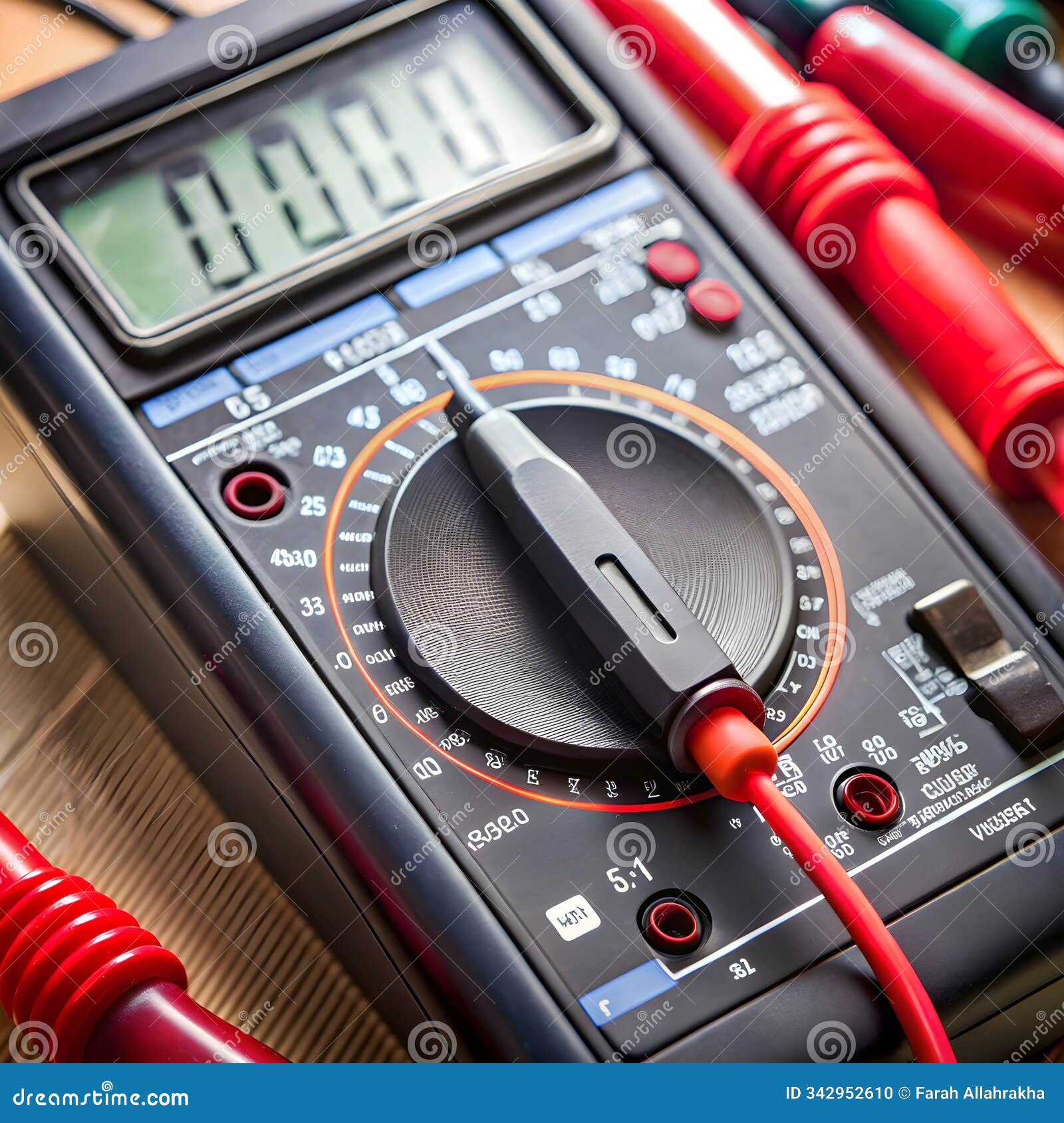 a close-up of a multimeter displaying intricate readings