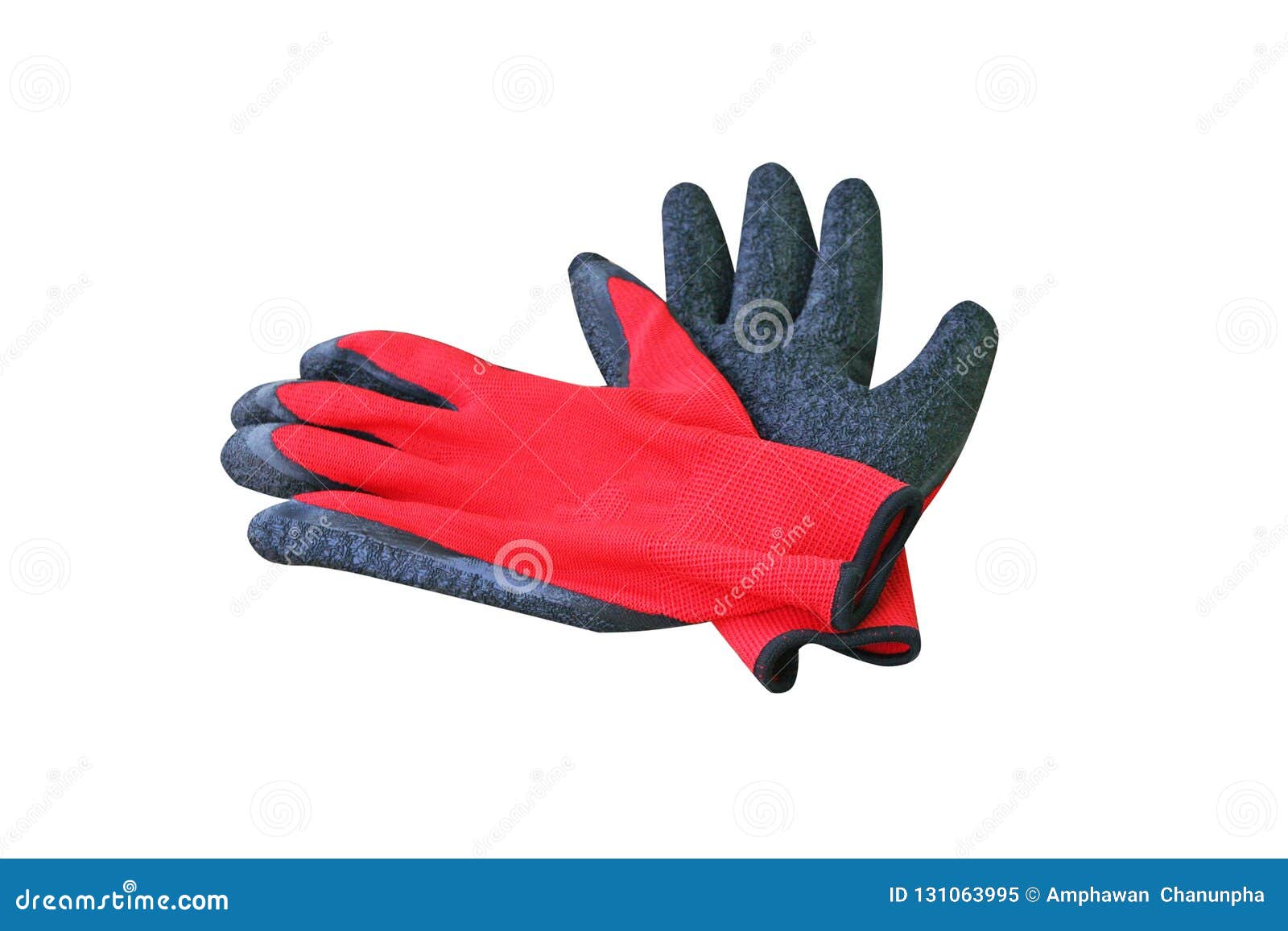 Multipurpose Red Stretch Gloves Isolated on White Background Stock