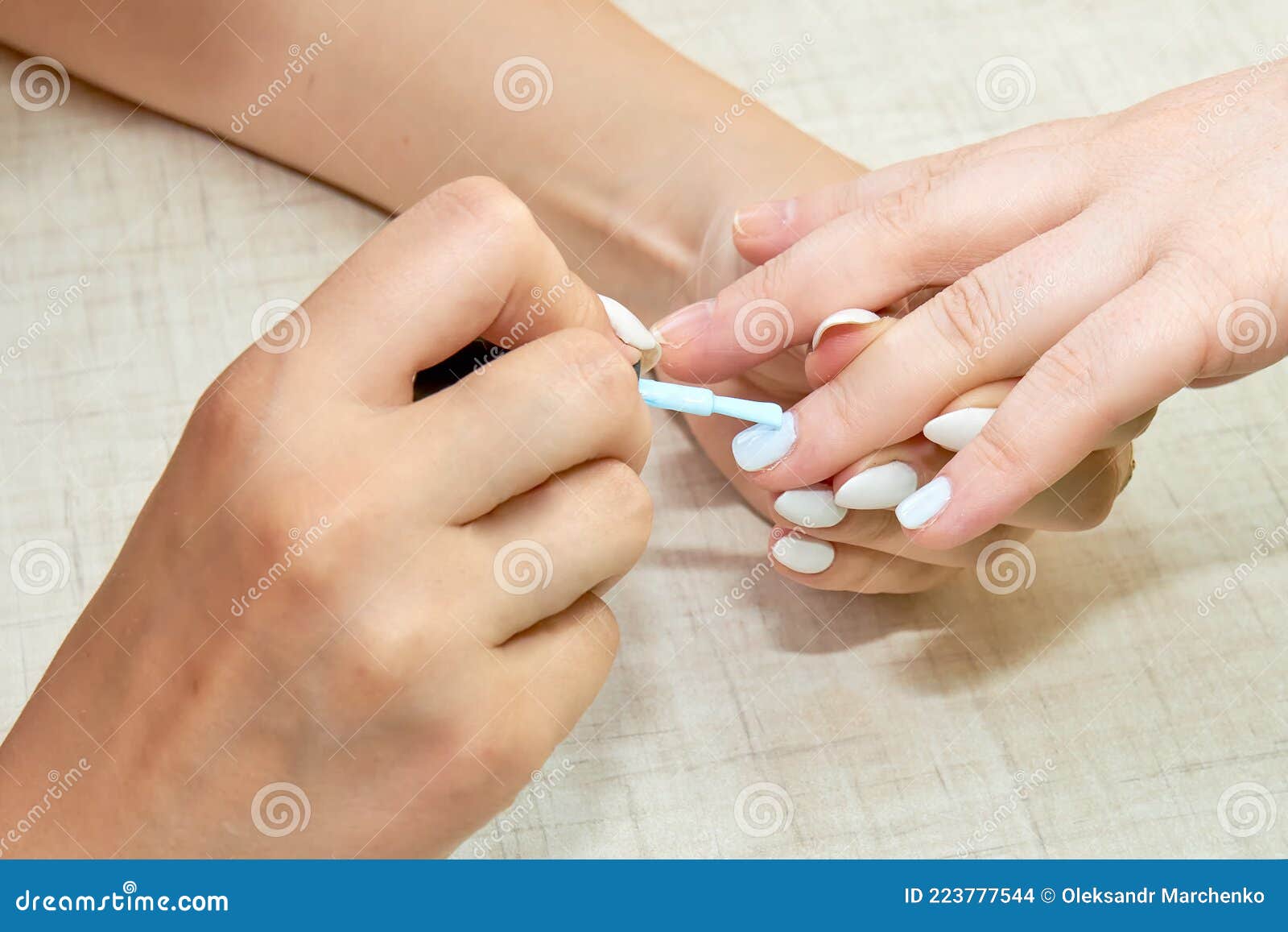 Closeup Nail Polish Application, Nail Care, Manicure. Stock Photo Image of makeup, soft