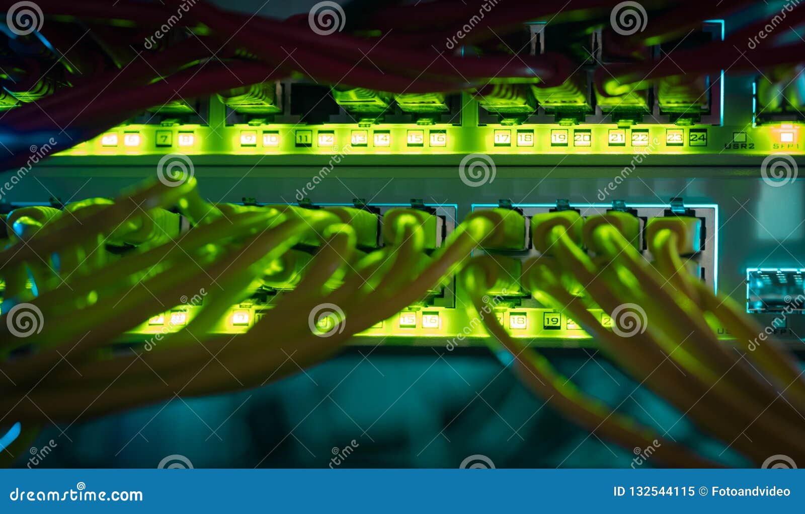 Computer Server, Network Hardware, Network Switch and Cable,