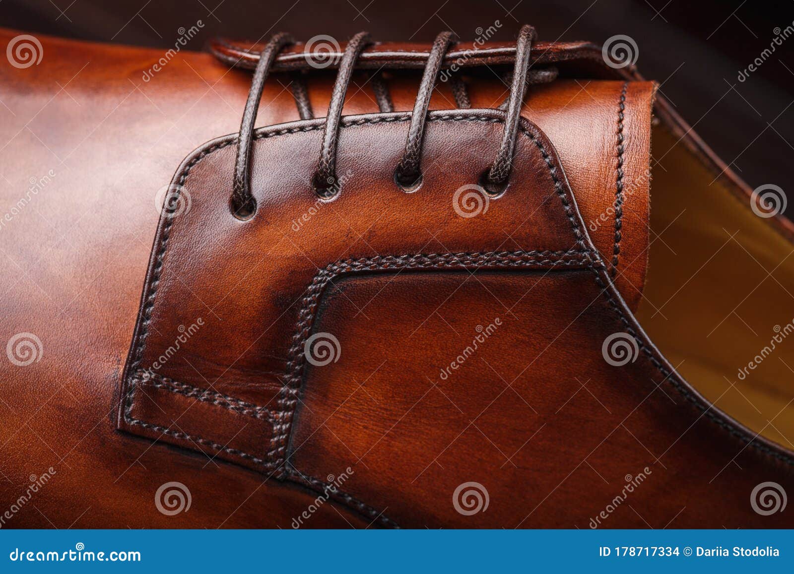 Close Up of a New Pair of Brown Leather Dress Shoes Stock Photo - Image ...