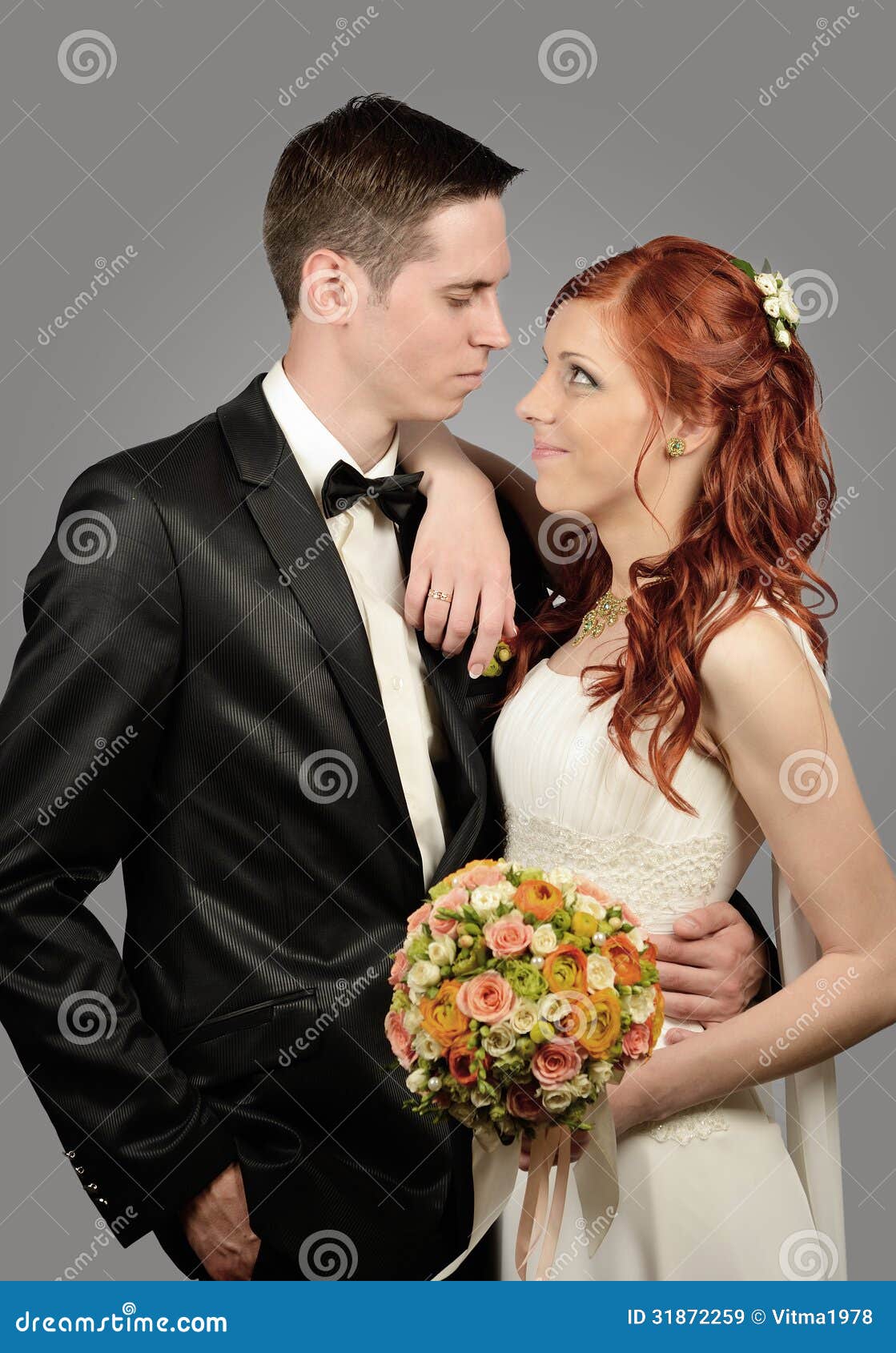 Close Up of a Nice Young Wedding Couple Stock Image - Image of match, male:  31872259