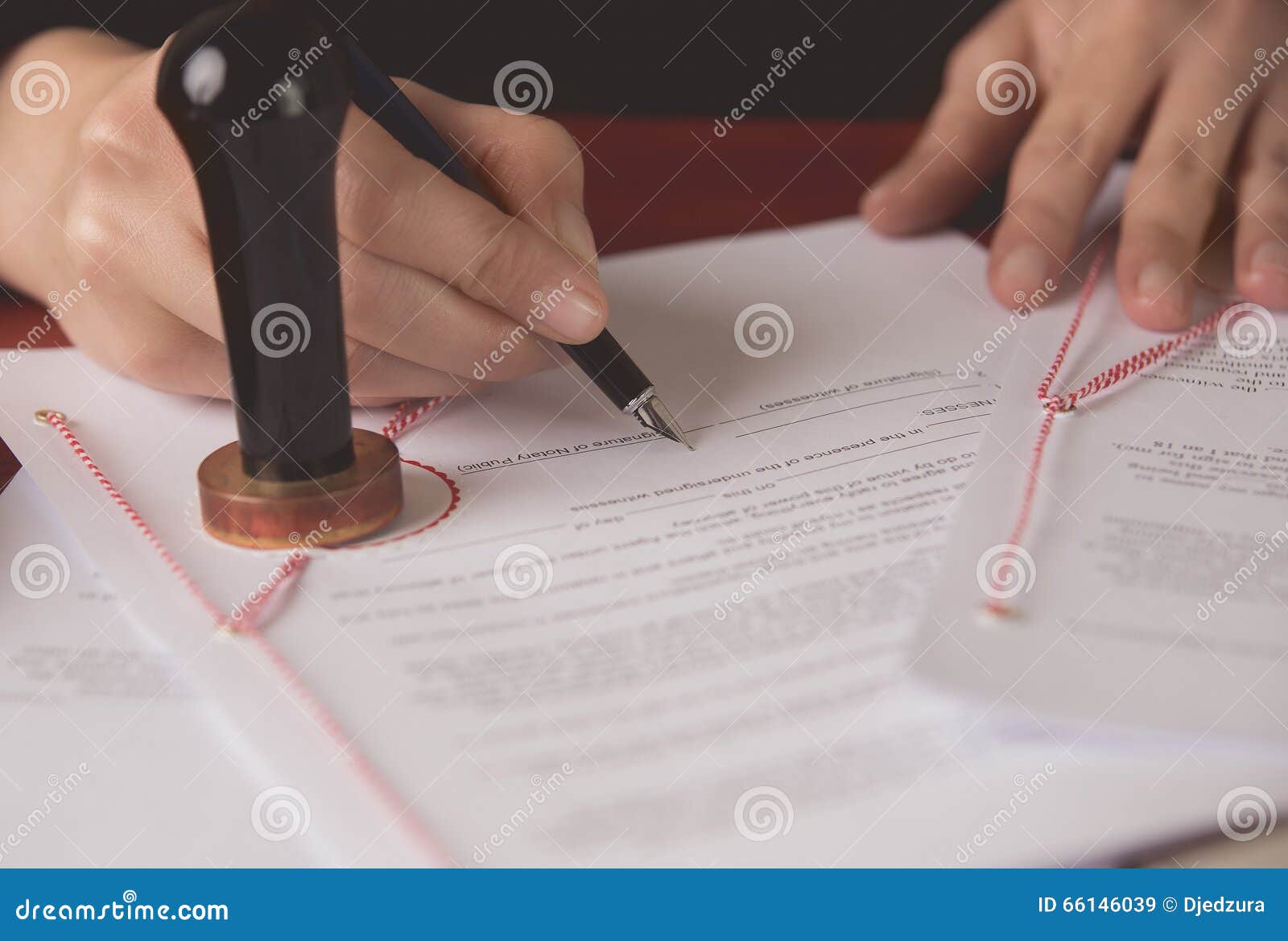 Close Up on Notaries Public Hand Signing the Testament Stock Image Image of official, document