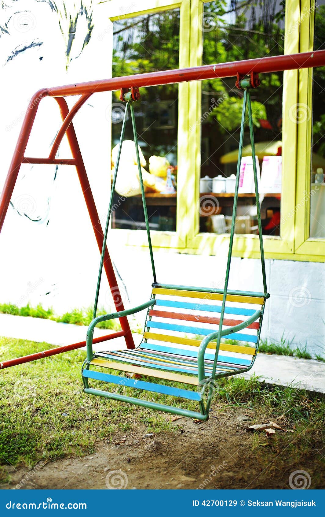 Close up old metal swing stock image. Image of kids, swing 42700129
