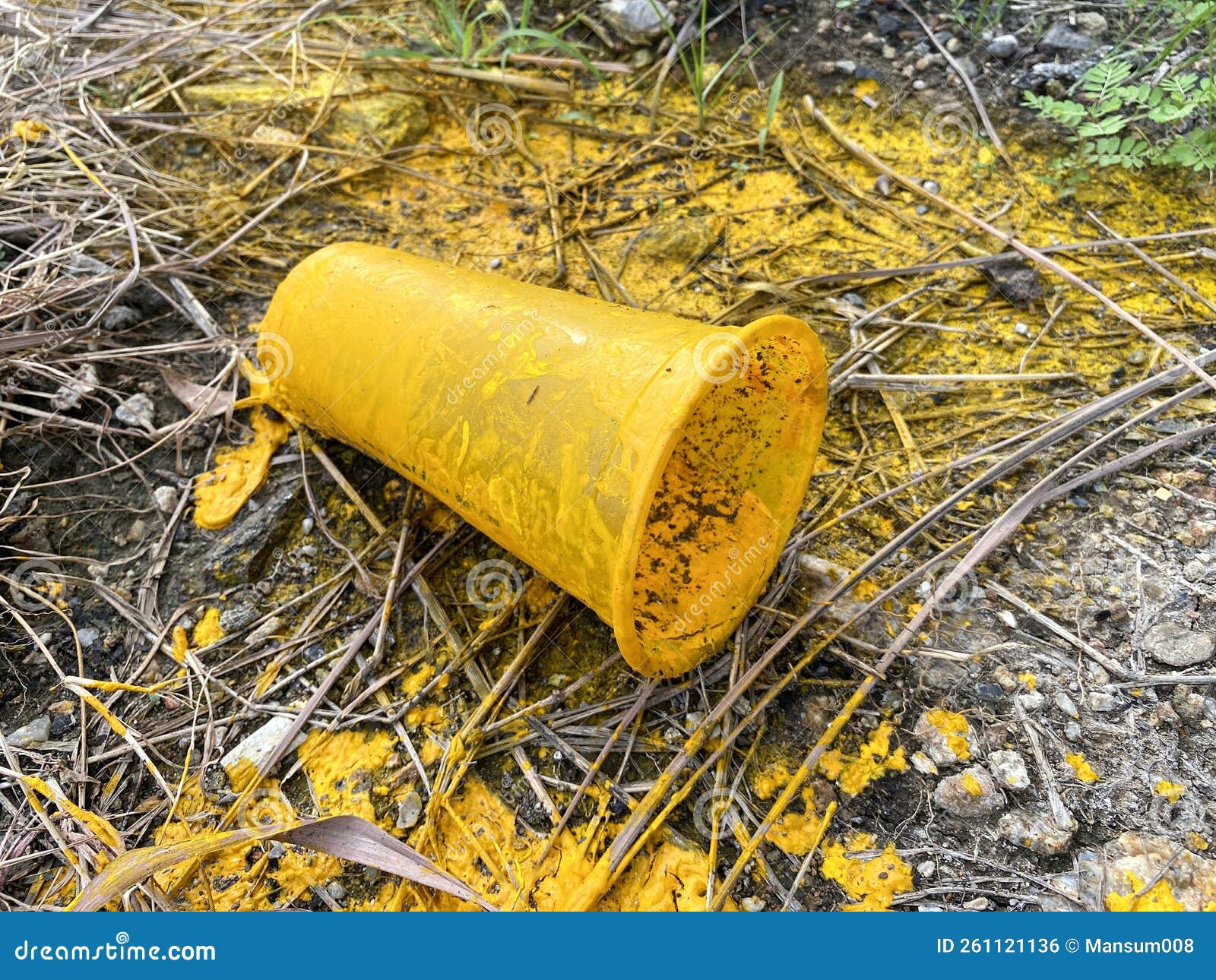 Old Plastic Cup on the Ground Stock Photo Image of material, texture