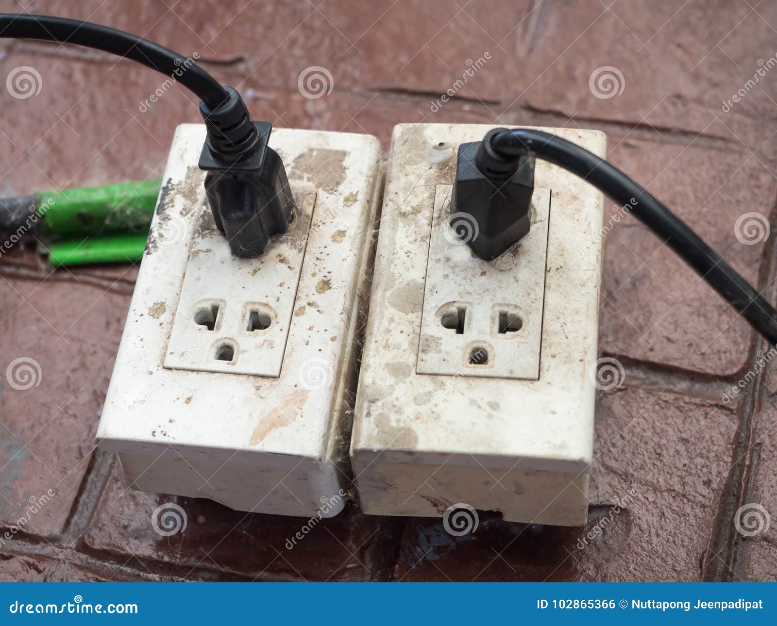 Old Outlet with Plug on Ground Stock Photo Image of socket, home