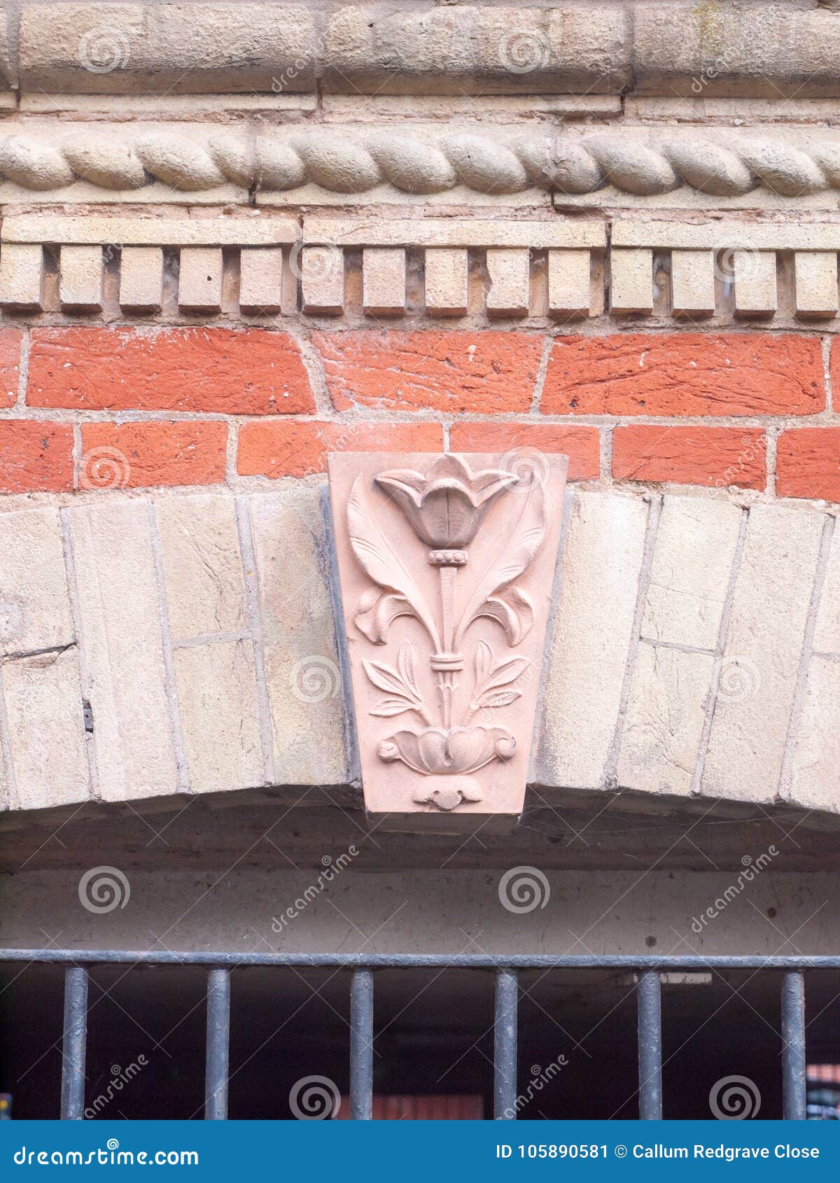 Close Up Old Victorian Emblem Stone Design Aspect Above Window Stock ...