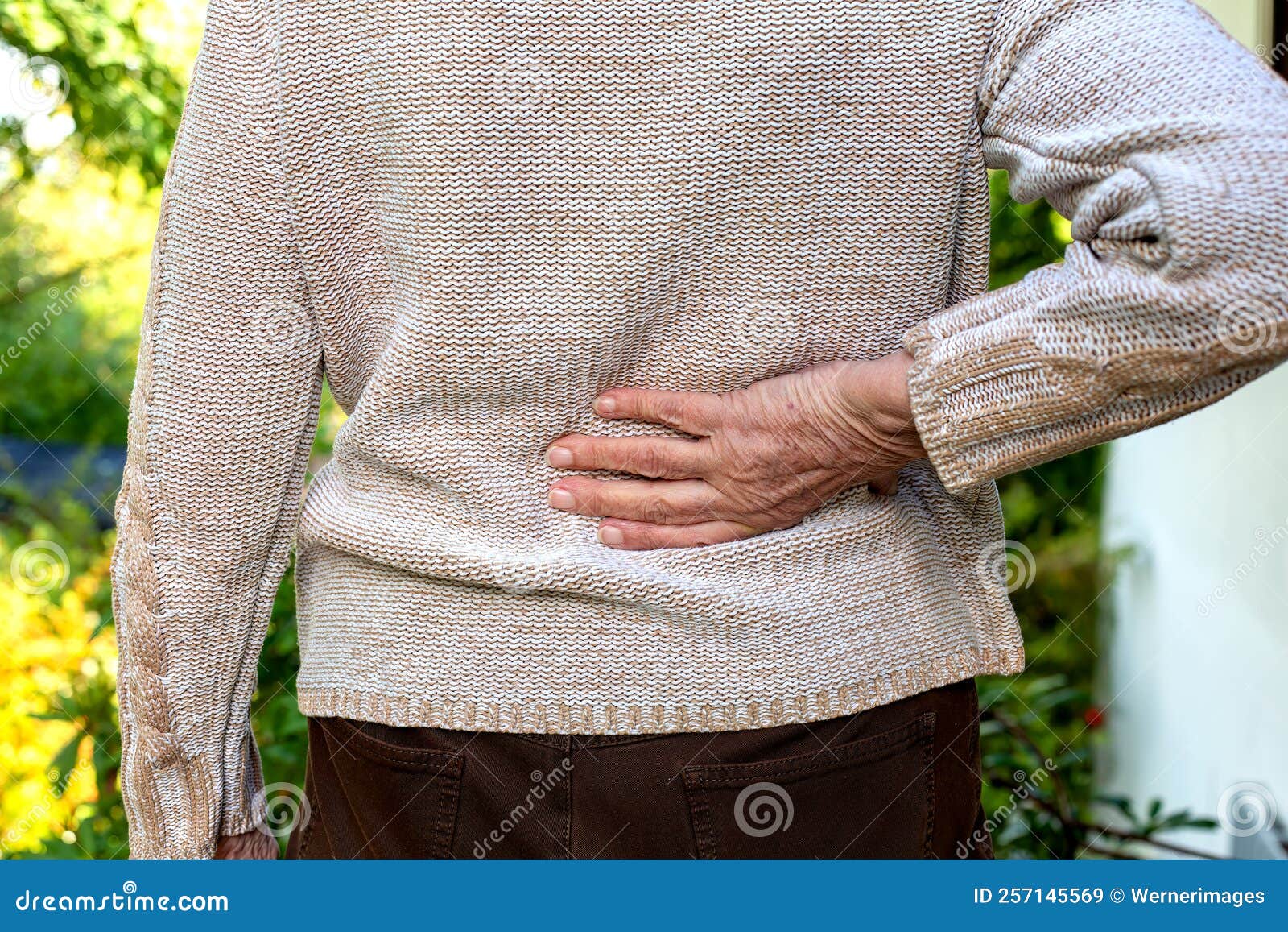 Closeup of Old Woman Rubbing Her Lower Back Stock Image Image of