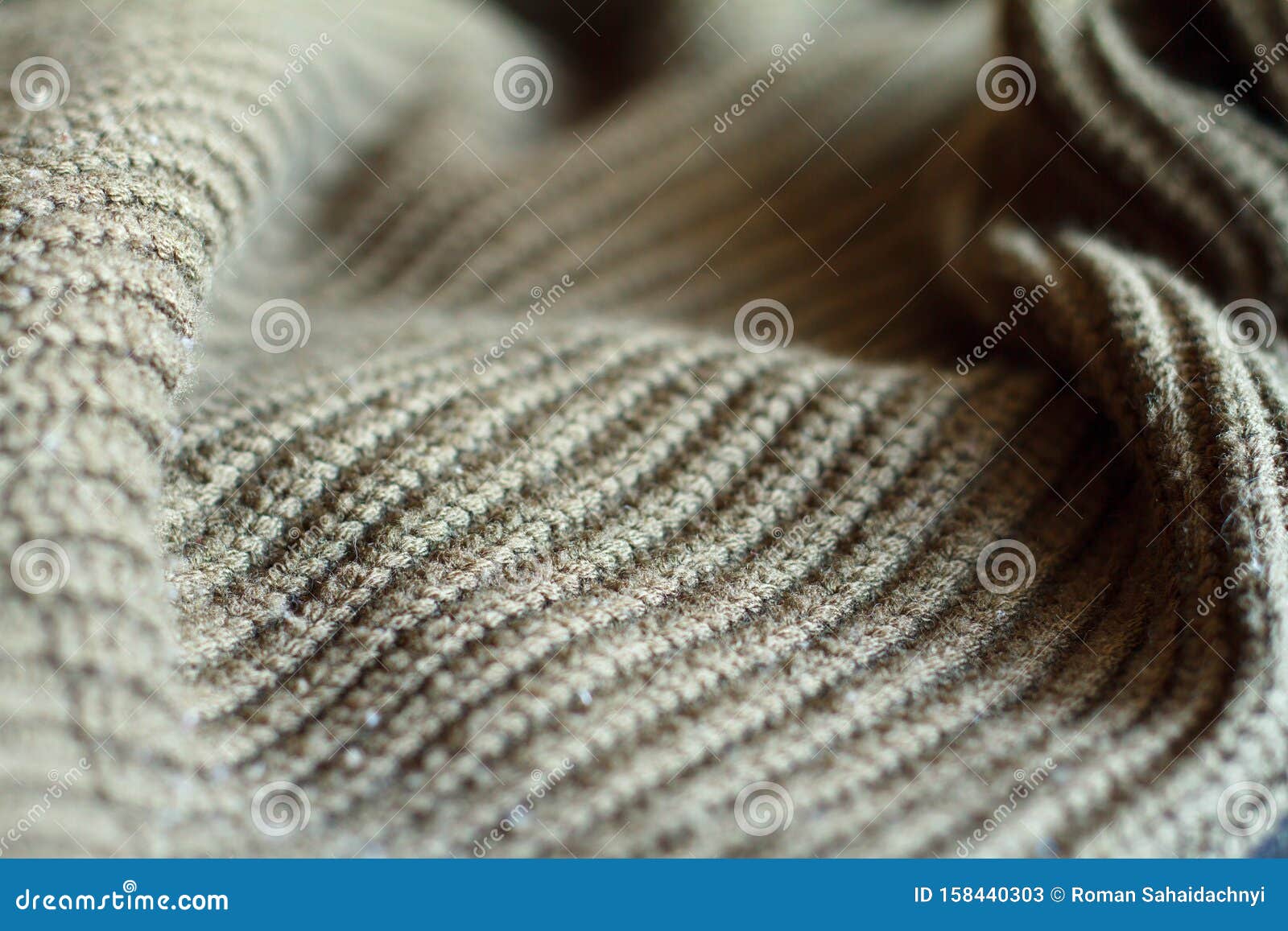 Close-up Olive Color Knitted Sweater Made of Natural Wool Texture, Wavy ...