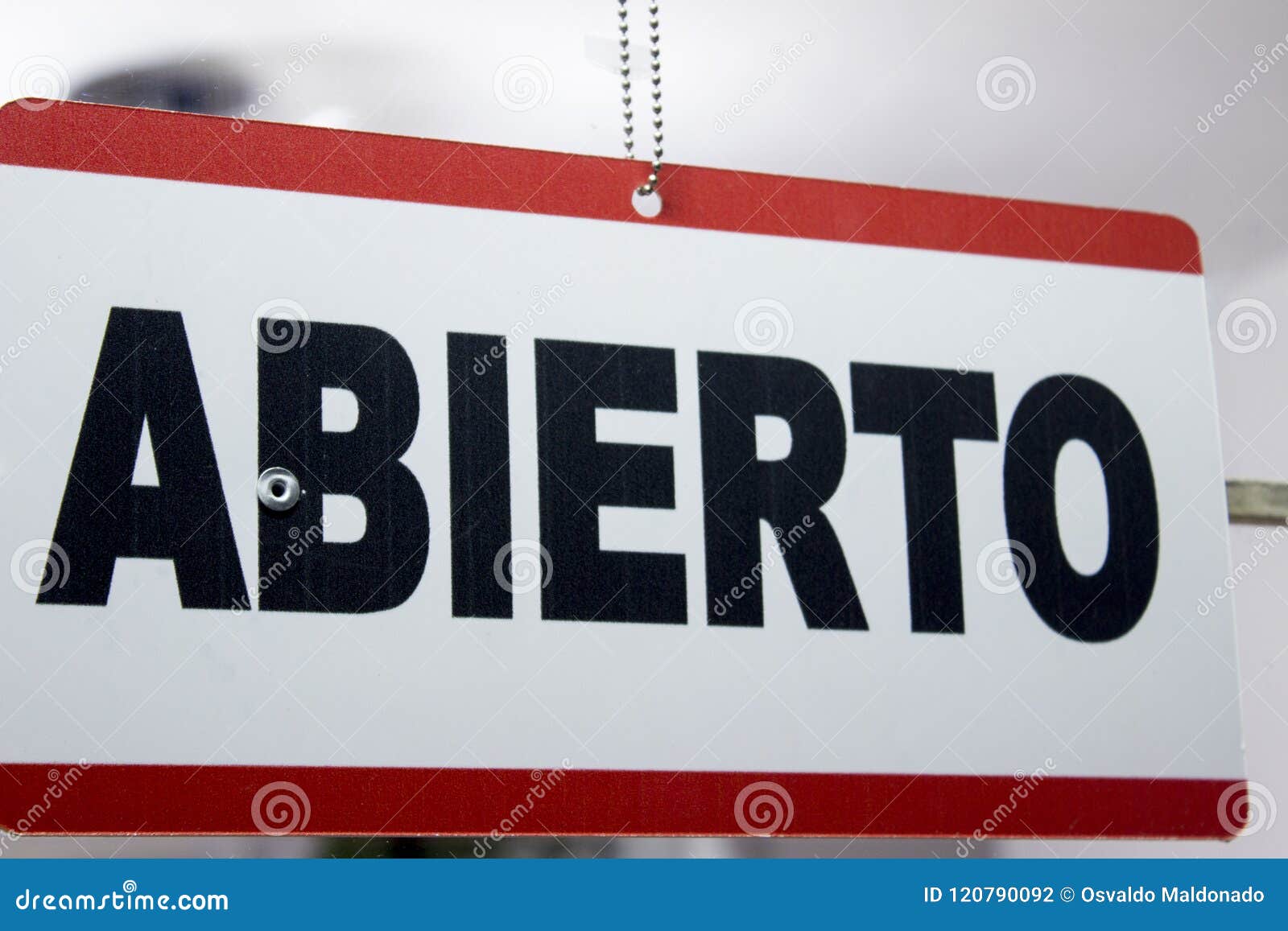 Close-up of an Open Sign in Spanish. `Abierto` Stock Photo - Image of  language, door: 120790092