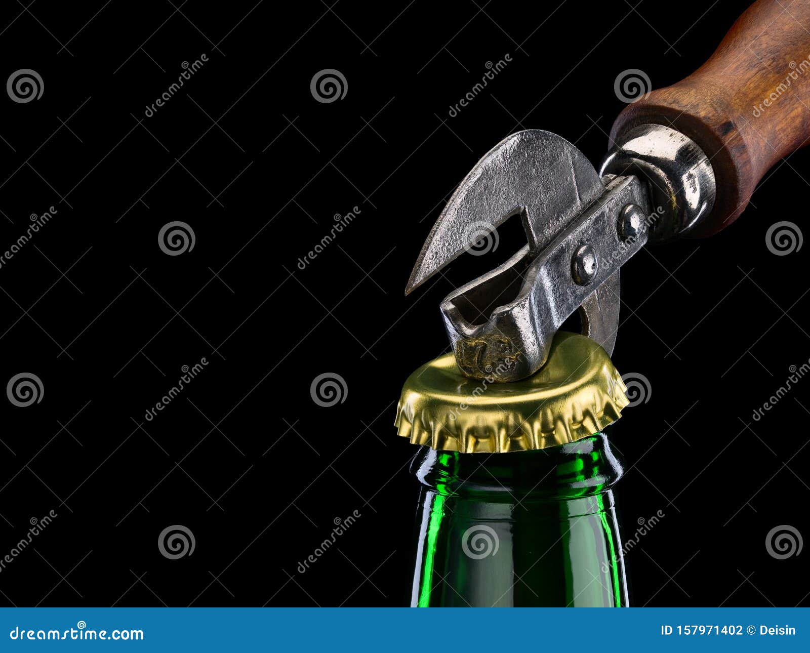 Opening Of Beer Bottle By Can Opener Stock Photo - Image ...