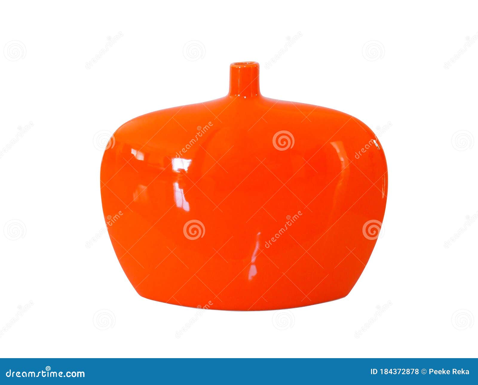 Closeup of Orange Vase Isolated on White Background Stock Photo
