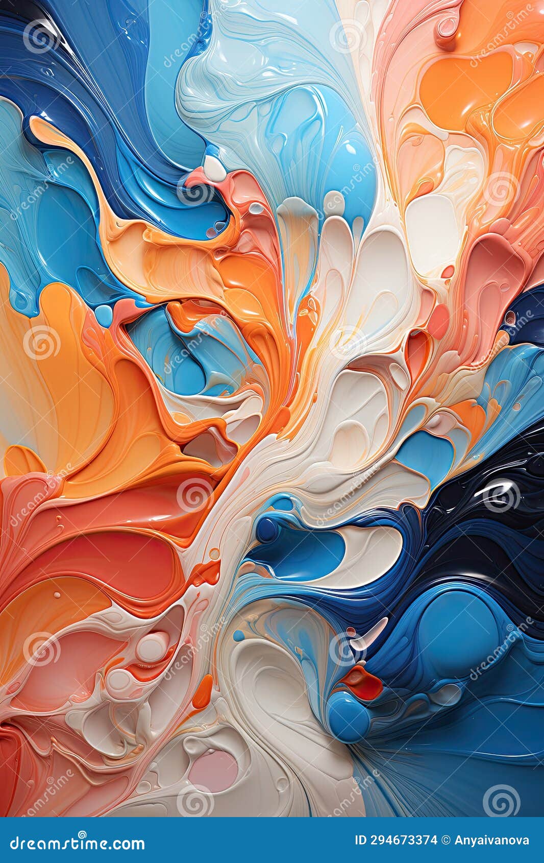 A Close Up of a Painting of Different Colors, Digital Background. Stock