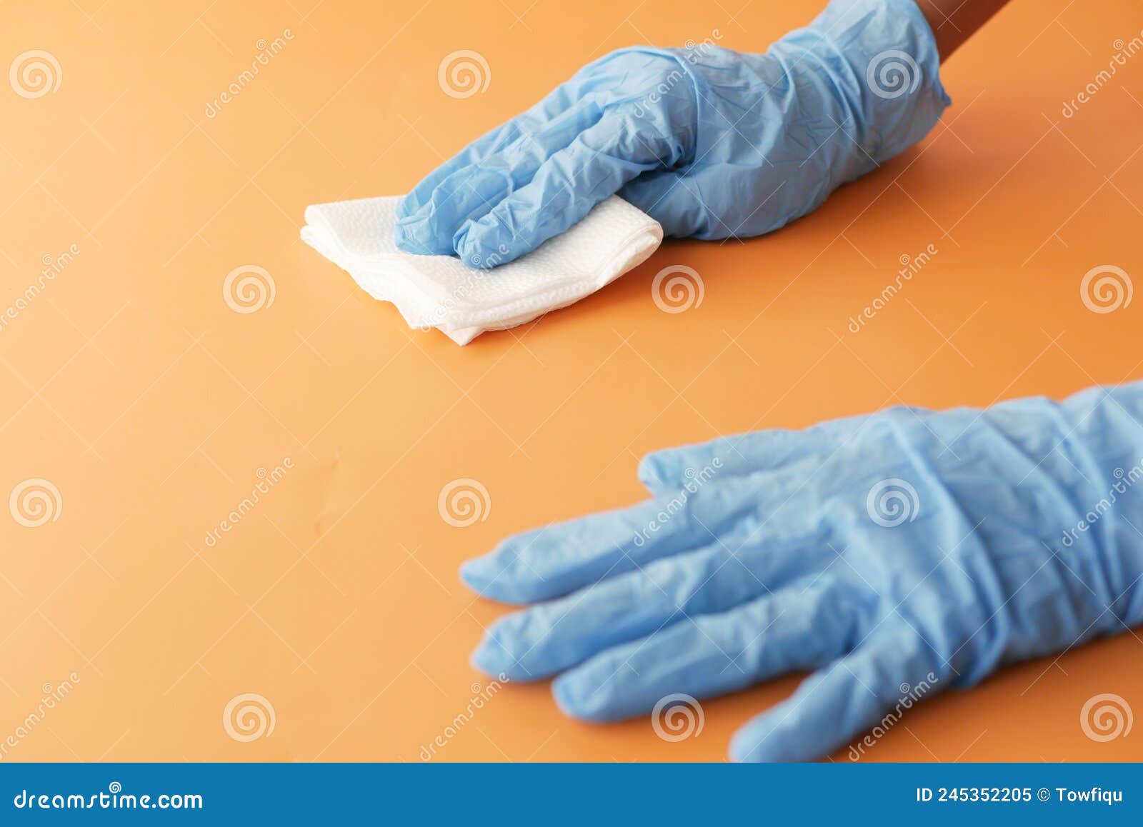Close Up of Person Hand Cleaning Table with Cloth Stock Image Image