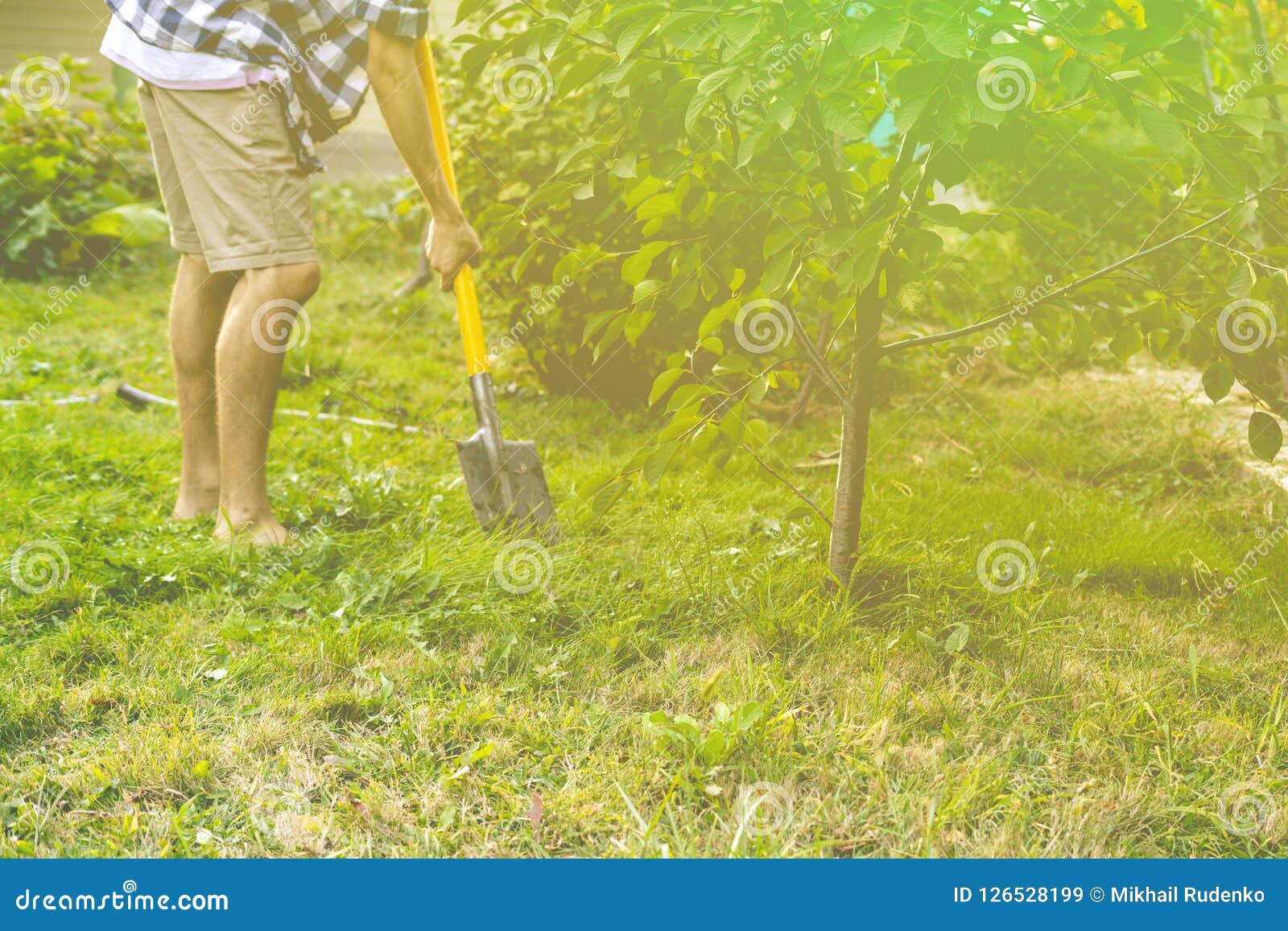 Close Up Person Legs Work in Garden and Digging Using Shovel S Stock ...