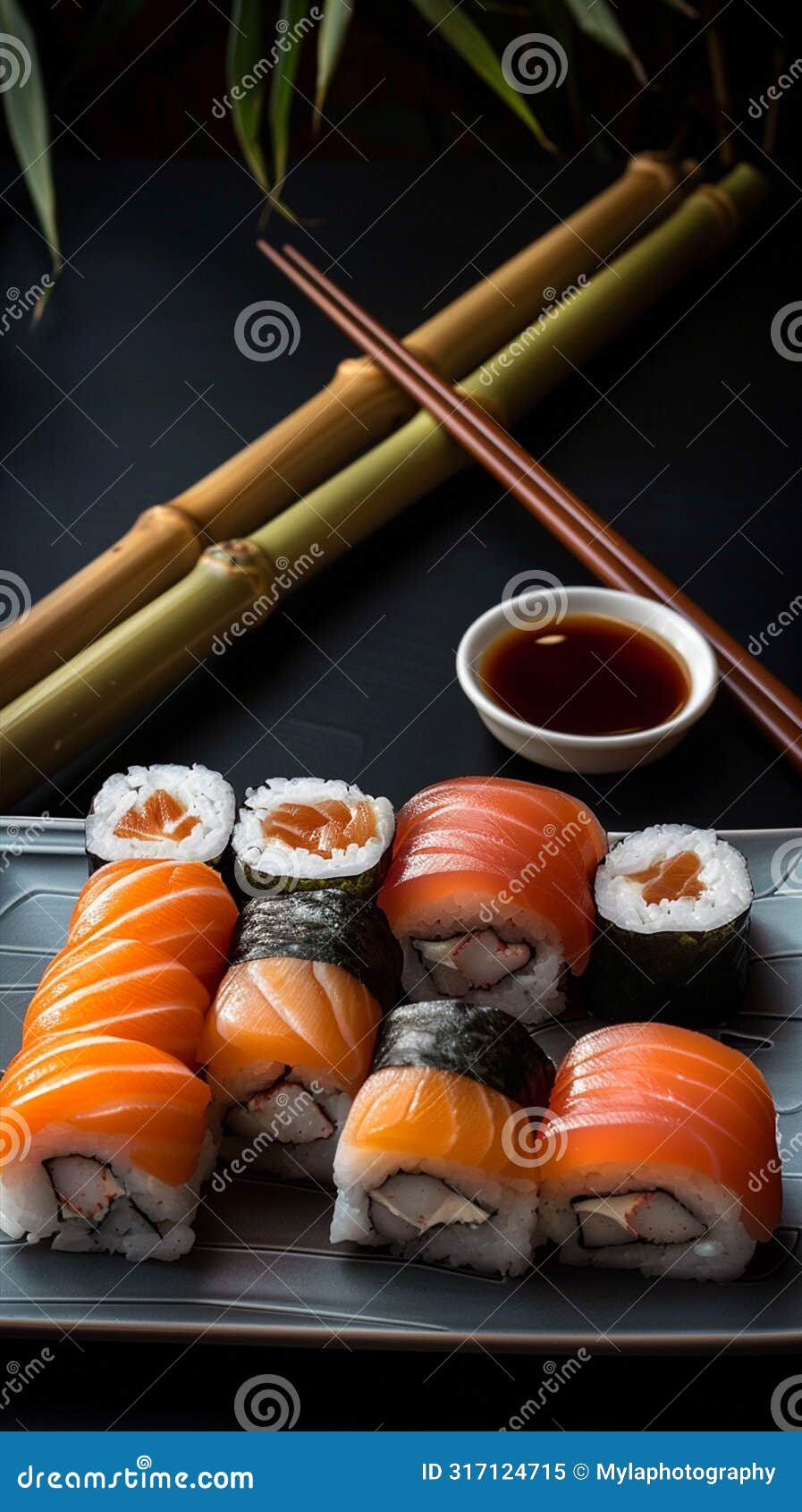 close-up photo of sushi food. ai-generated.