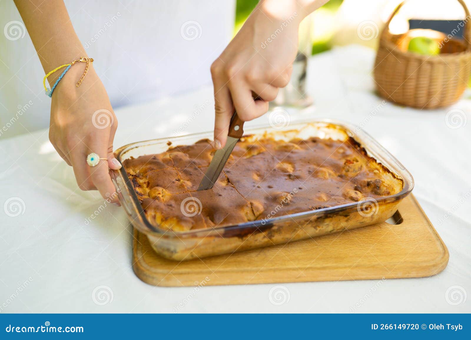 Closeup of Pie Cut into Pieces with a Knife Stock Photo Image of