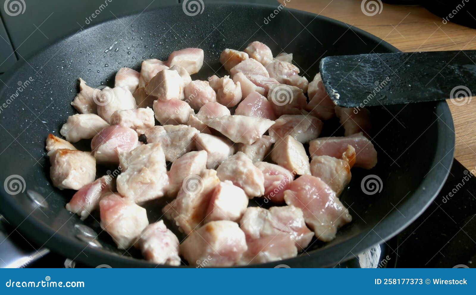 Closeup on Pieces of Chicken Meat in a Frying Pan Stock Image Image of restaurant, stir