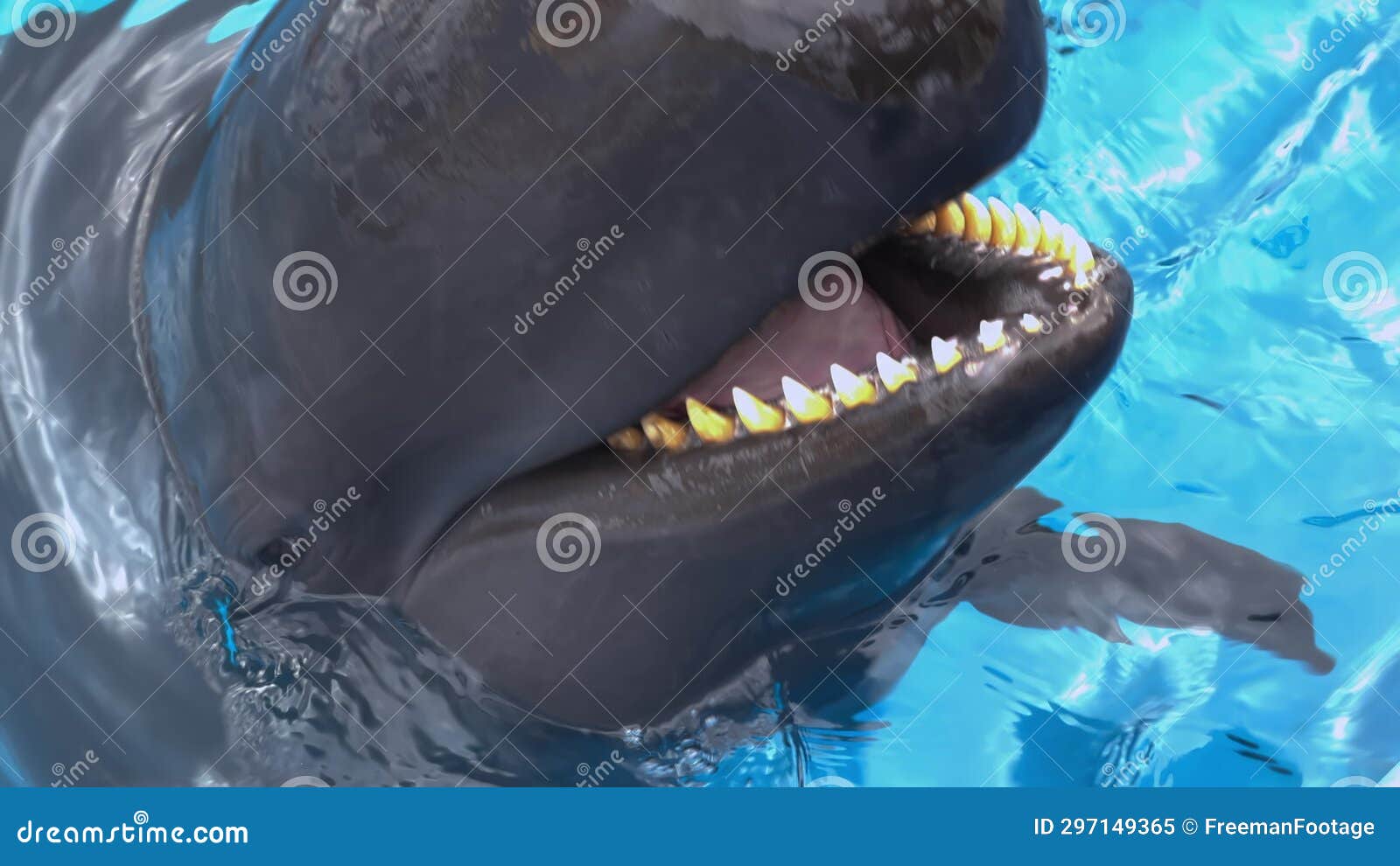 Close Up of Pilot Whales Above the Surface Catching a Fish in Its Mouth ...