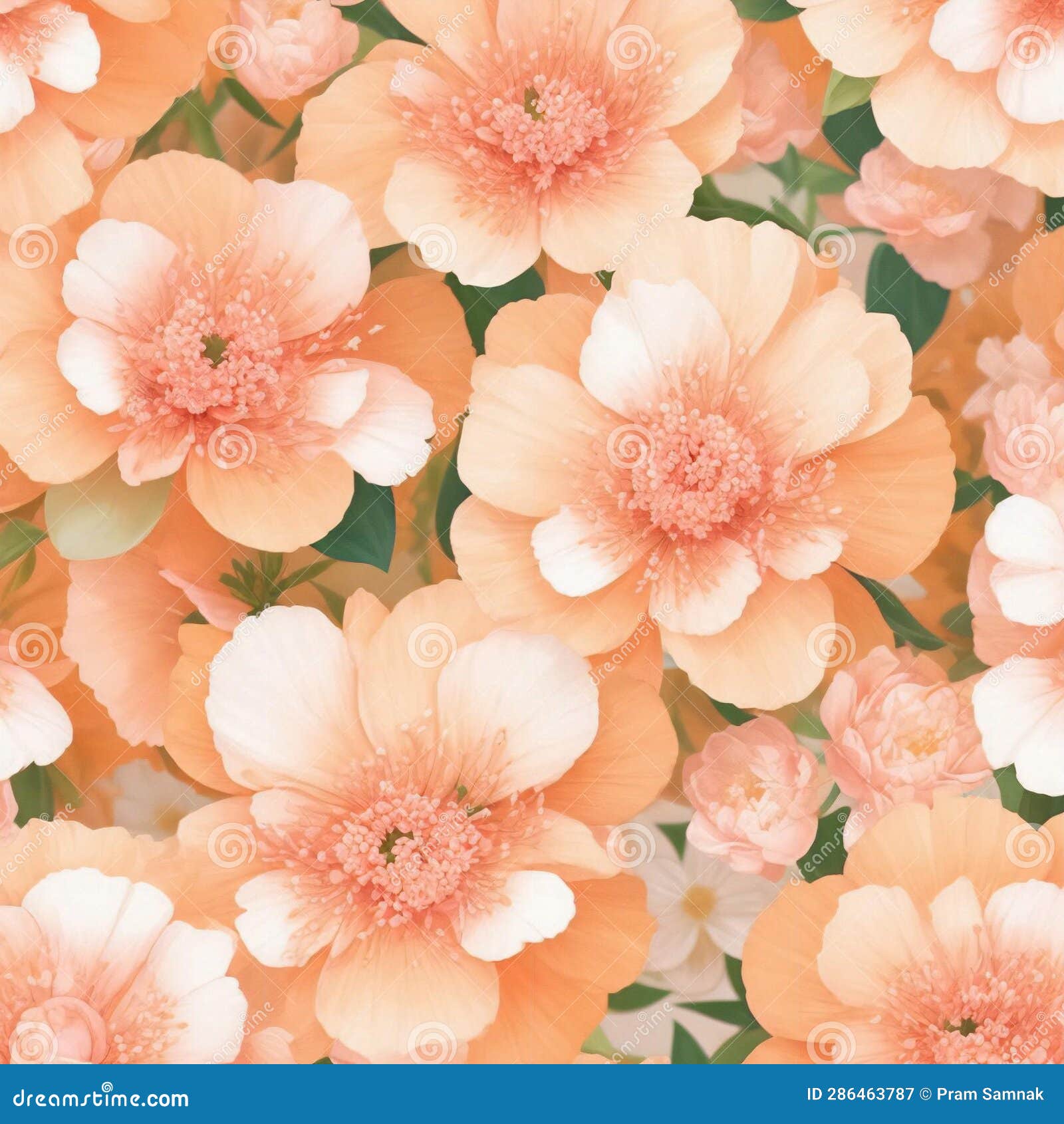 A Close Up of a Pink and Orange Flowers Patterns Background with White