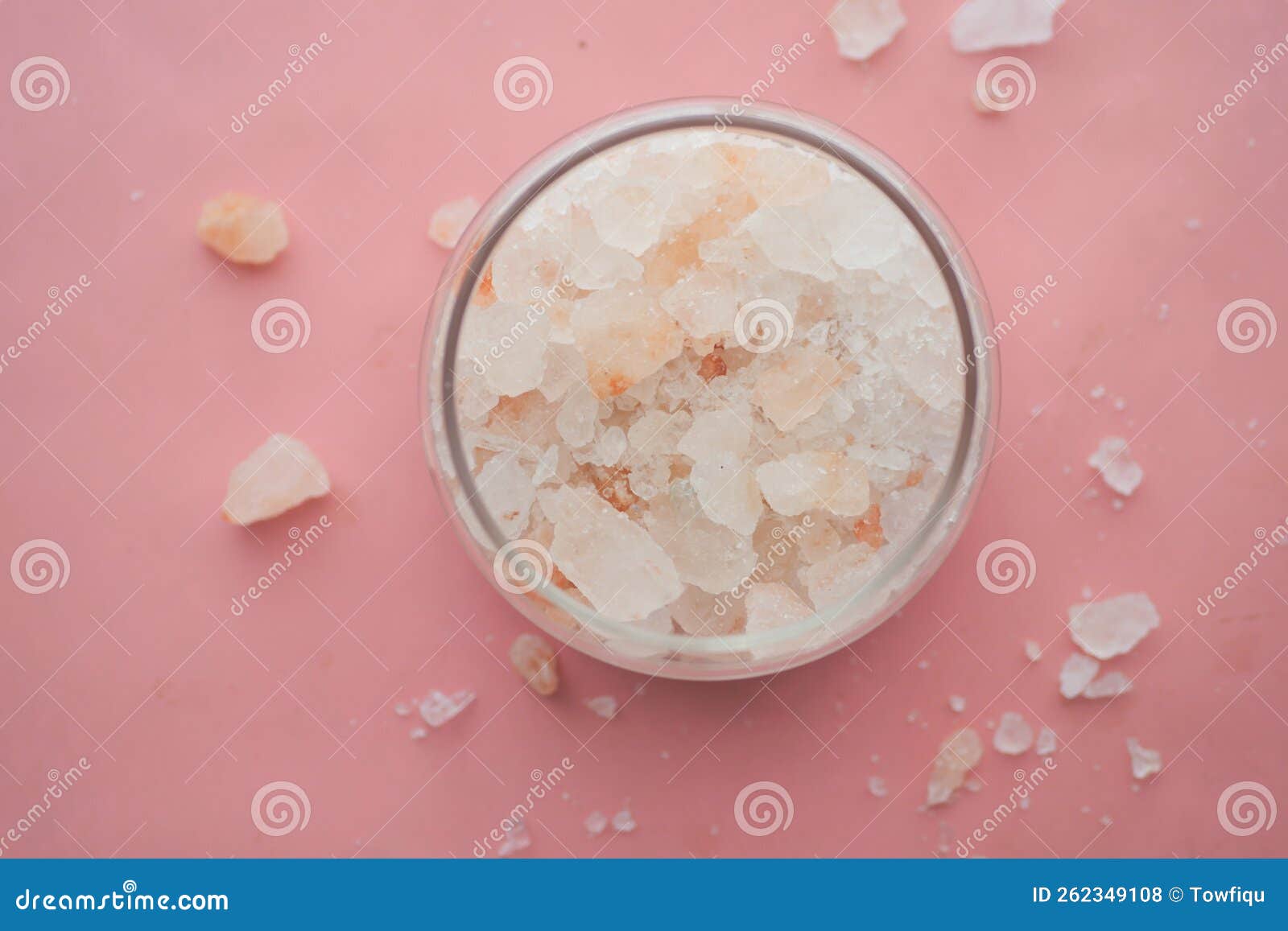 Close Up of Pink Rock Salt in a Bowl on Table Stock Photo Image of
