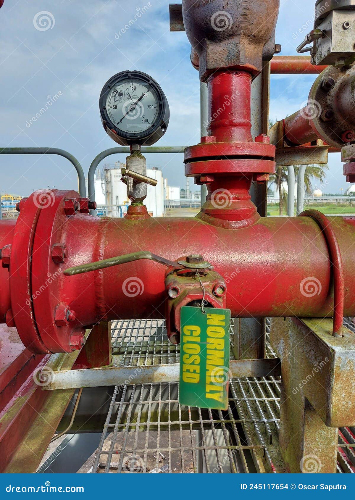 Closeup of Pipe Fitting on Engine Fire Hydrant. Stock Photo Image of