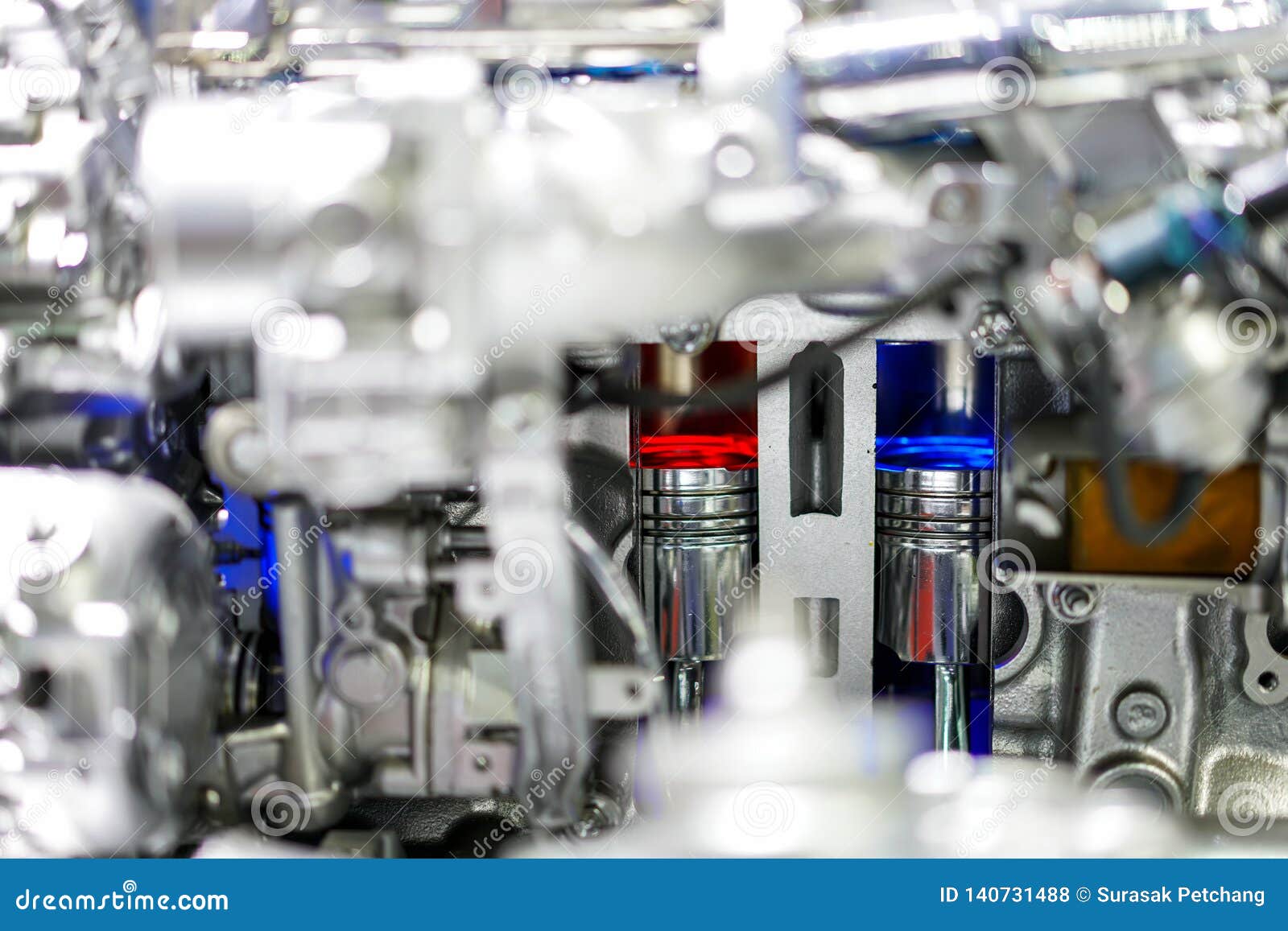 Close Up Piston Cross Section in Combustion Chamber a Fragment of