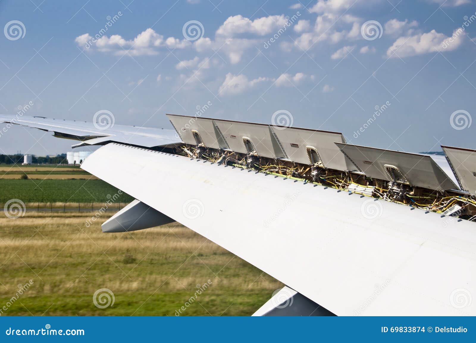 Close Up on Plane Wing Spoiler Stock Photo Image of advanced, commercial 69833874